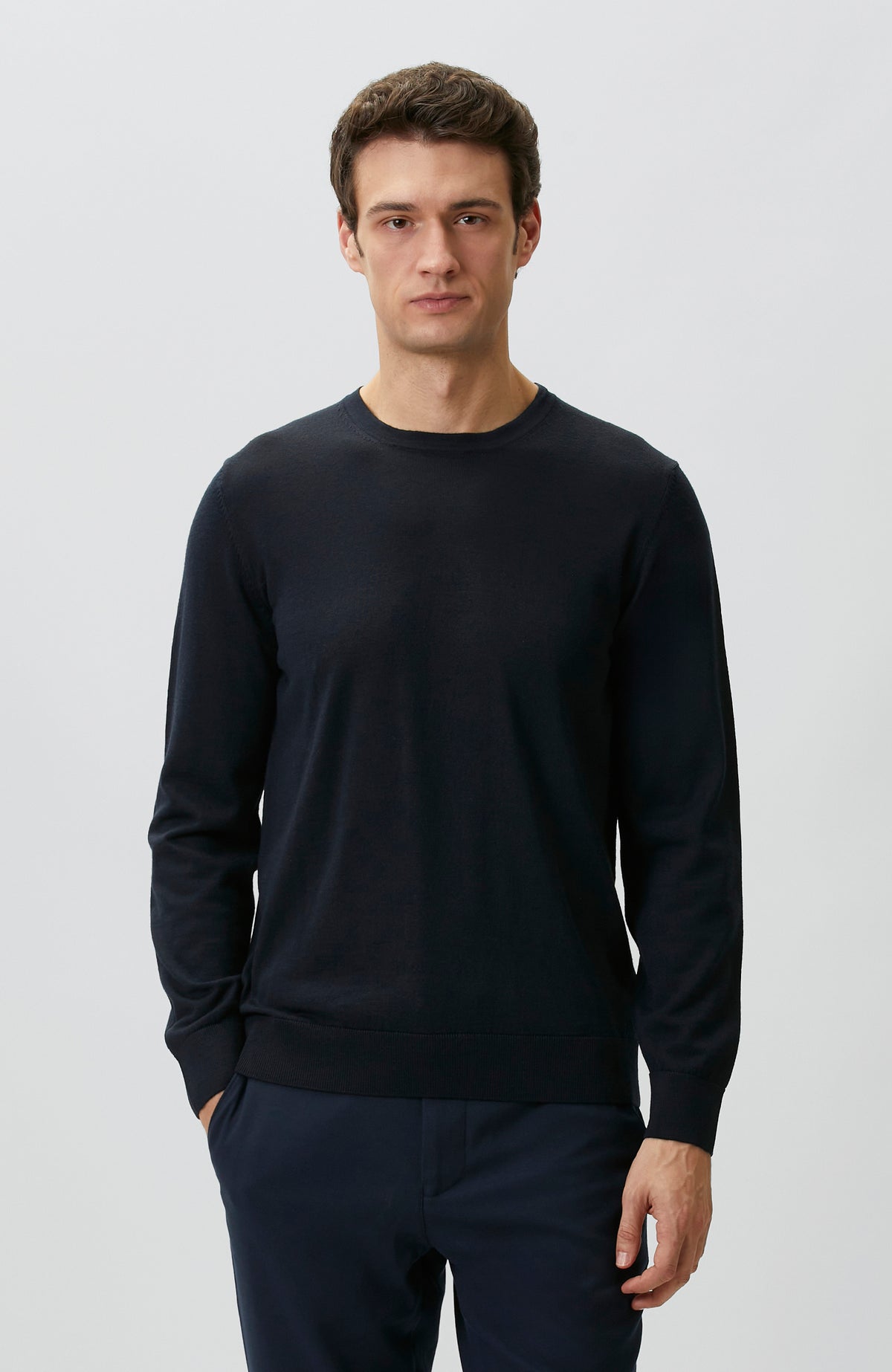 MEN'S Navy Blue Wool Blend Knit Sweater