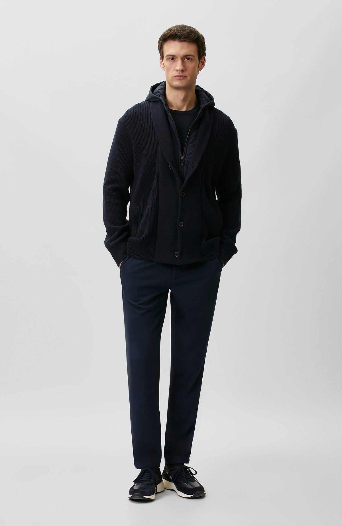 MEN'S Navy Blue Wool Blend Knit Sweater