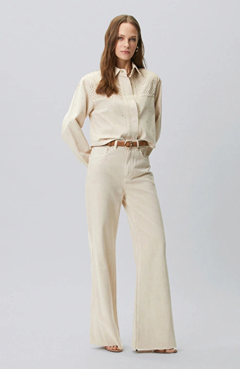 WOMEN'S Beige Hotfix Denim Jacket