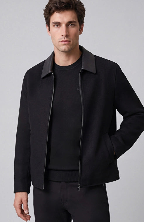 MEN'S LEATHER COLLAR JACKET
