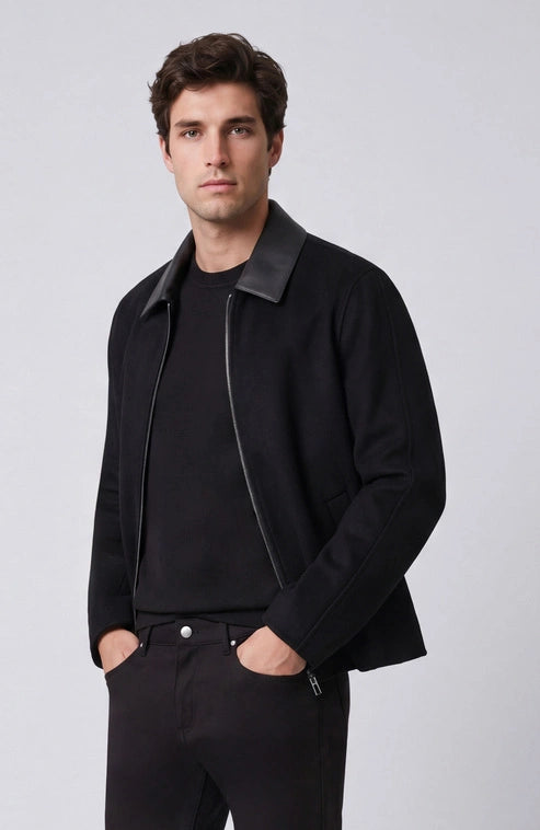 MEN'S LEATHER COLLAR JACKET