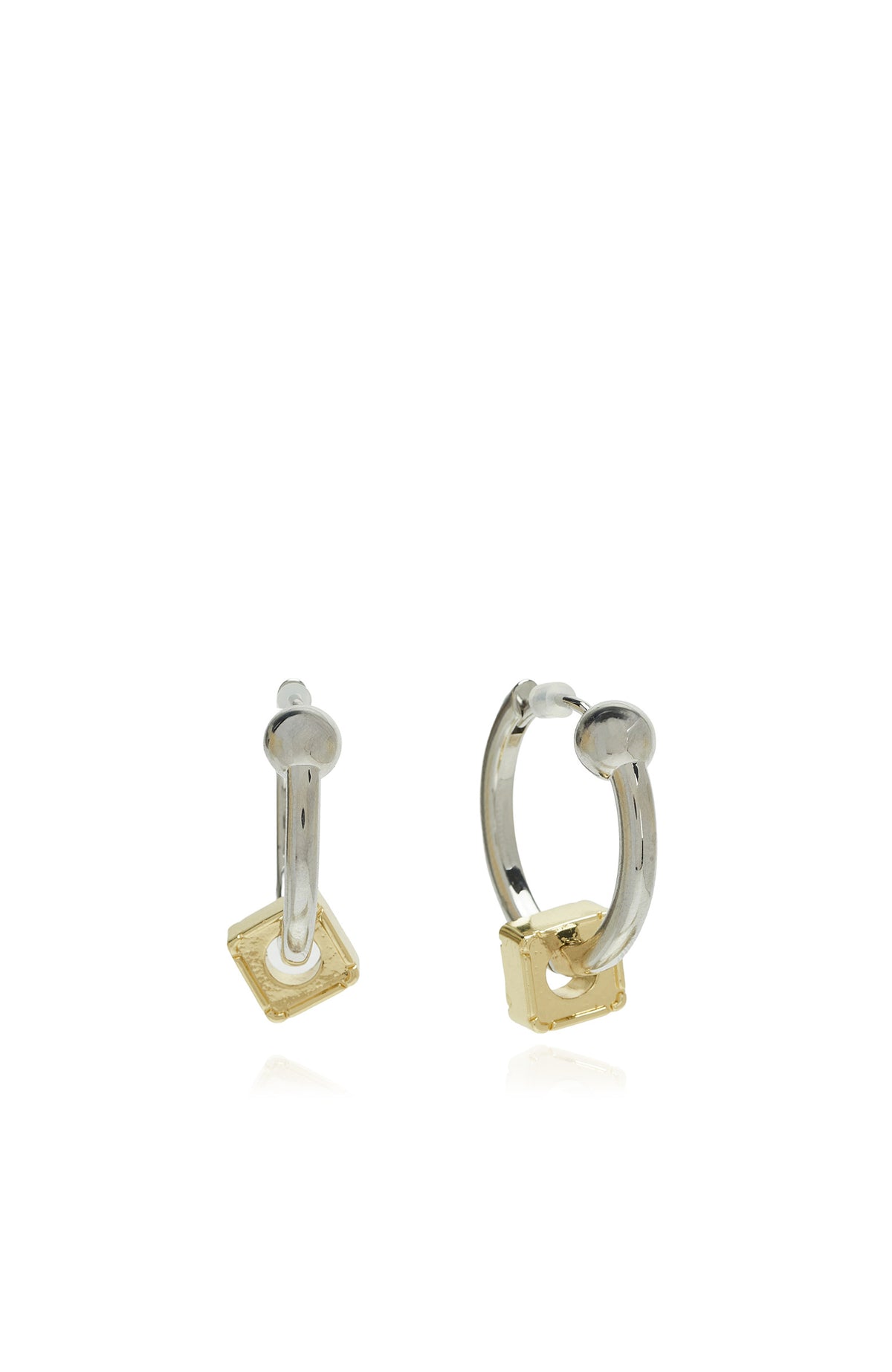WOMEN'S Silver Double Color Geometric Detailed Women's Earrings