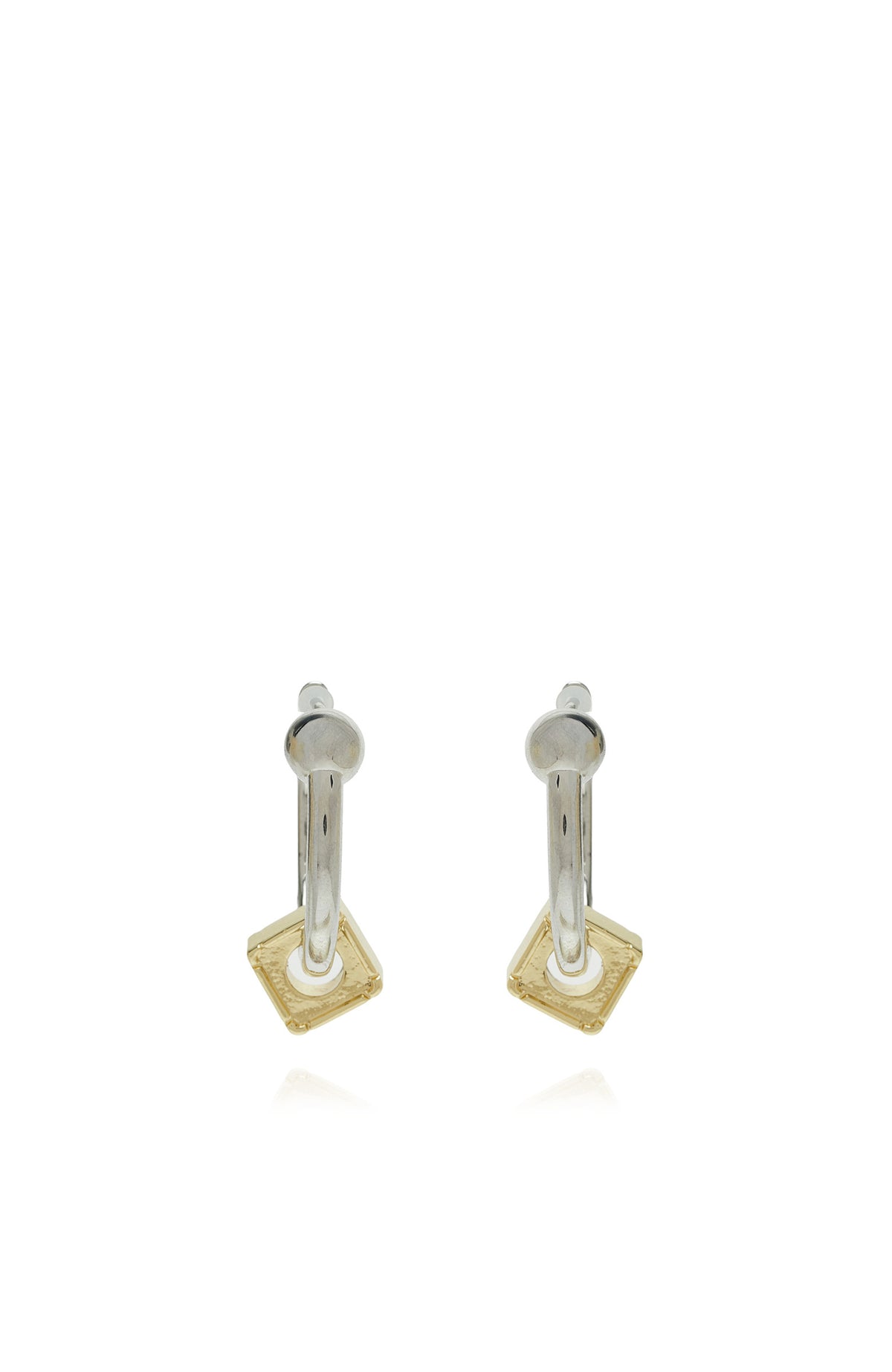 WOMEN'S Silver Double Color Geometric Detailed Women's Earrings