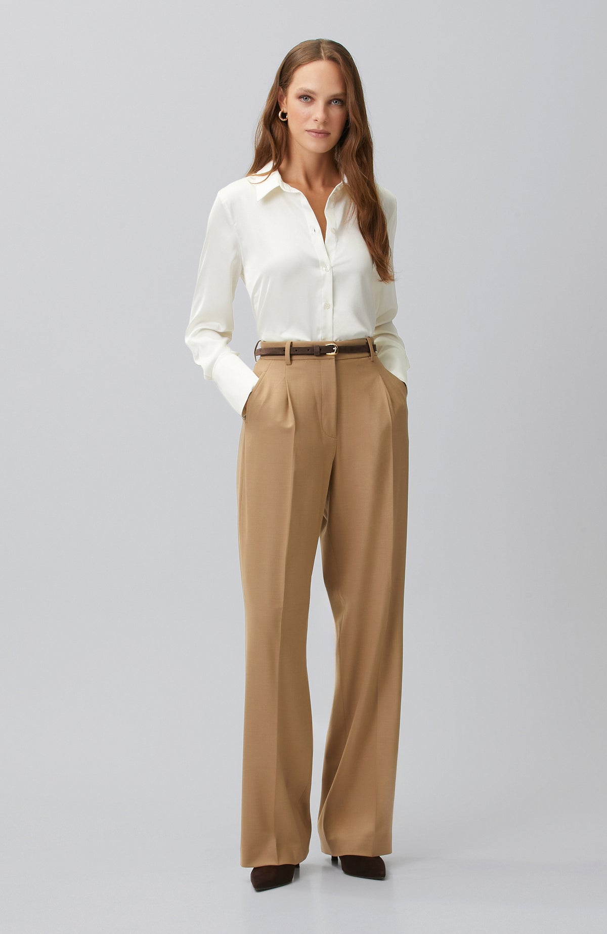 WOMEN'S Camel Pileli Pantolon