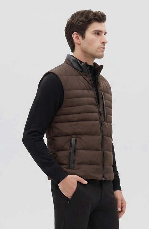 MEN'S STAND COLLAR PUFFY CASUAL VEST