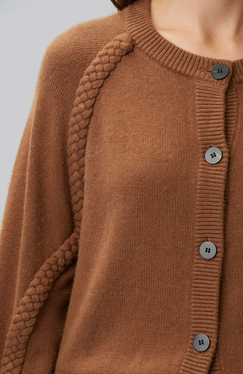 WOMEN'S WOOL BLEND CARDIGAN WITH FRINGE DETAILS