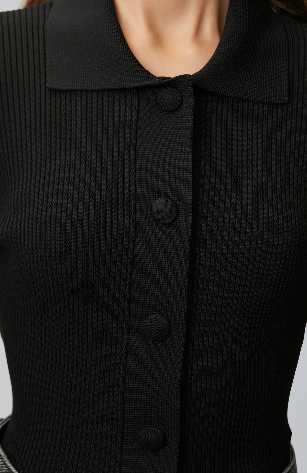 WOMEN'S Black Sleeve End Slit Detailed Cardigan