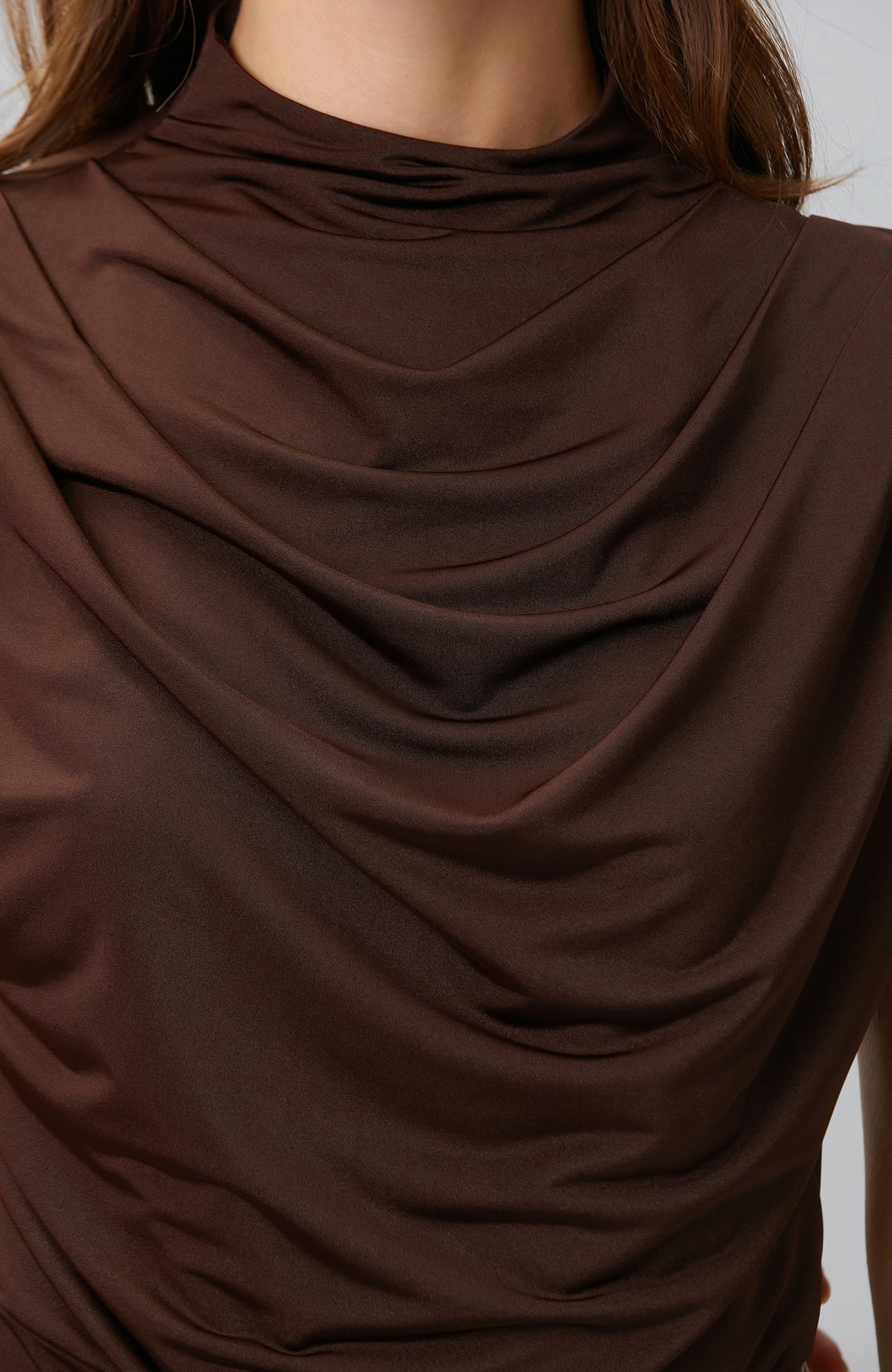 WOMEN'S Bitter Brown Drape Detailed Knitted Blouse