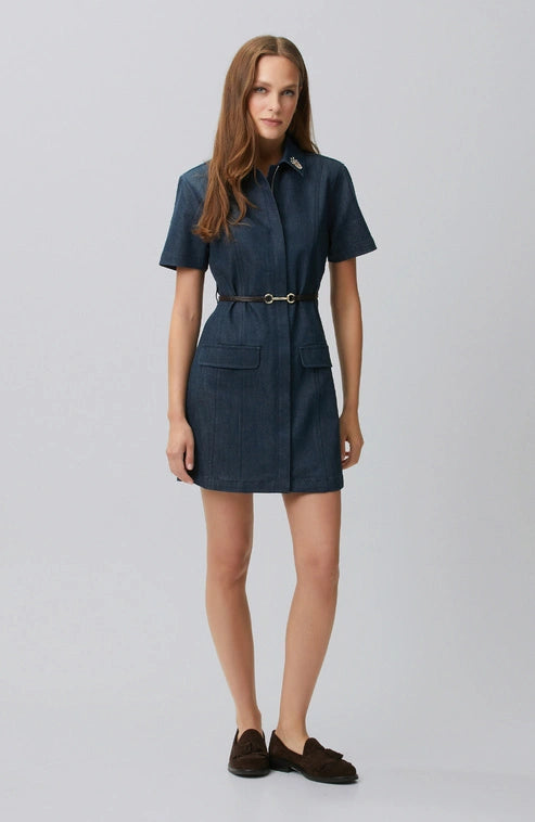 WOMEN'S Denim Dress with Belt Detail