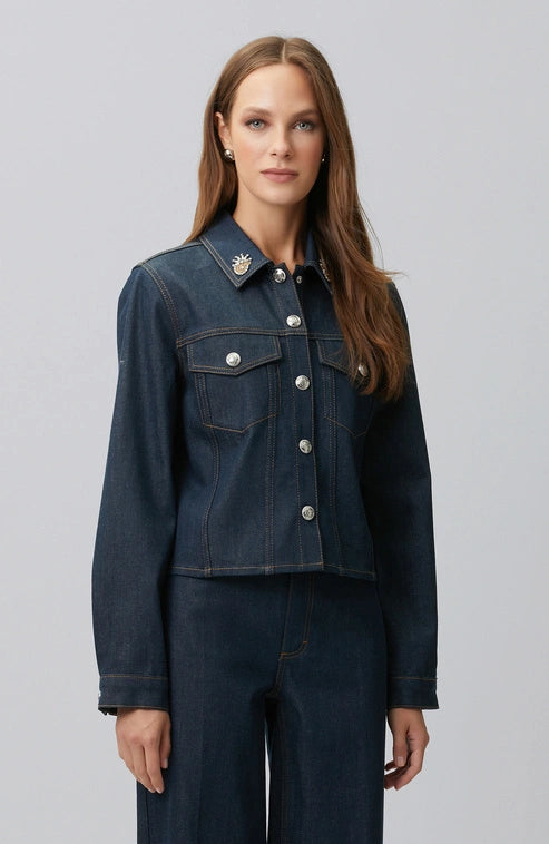 WOMEN'S Denim Jacket with Collar Patch Detail