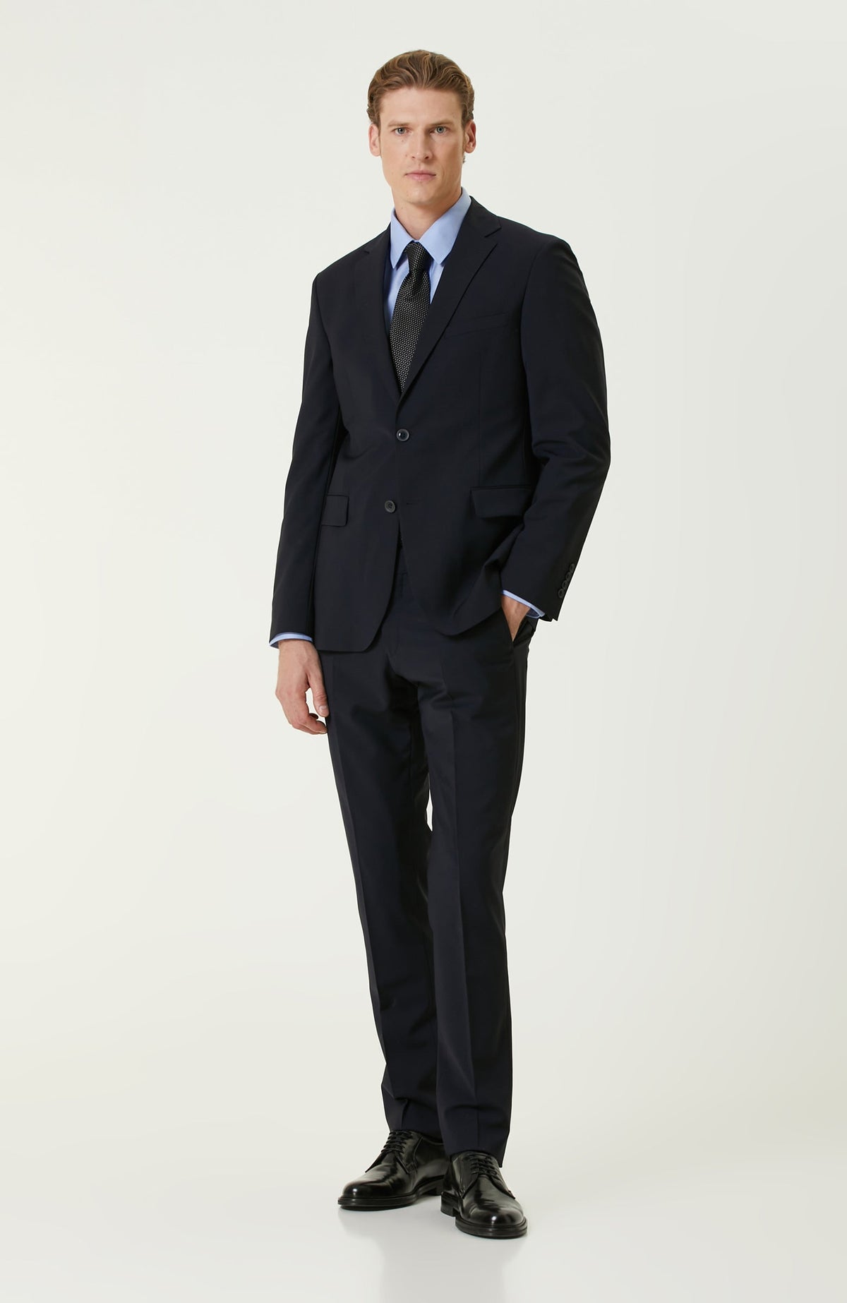 MEN'S Navy Blue Wool Classic Suit