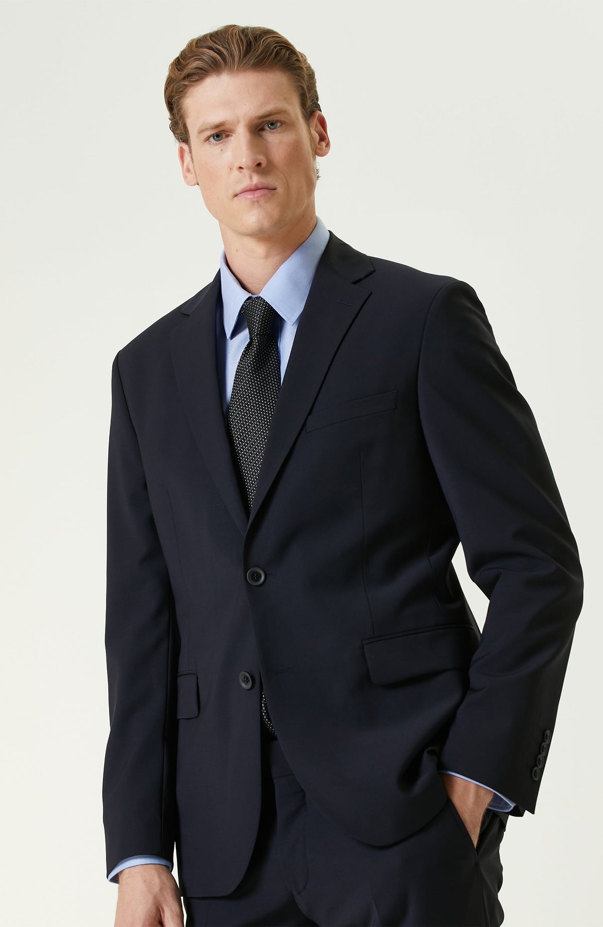 MEN'S Navy Blue Wool Classic Suit