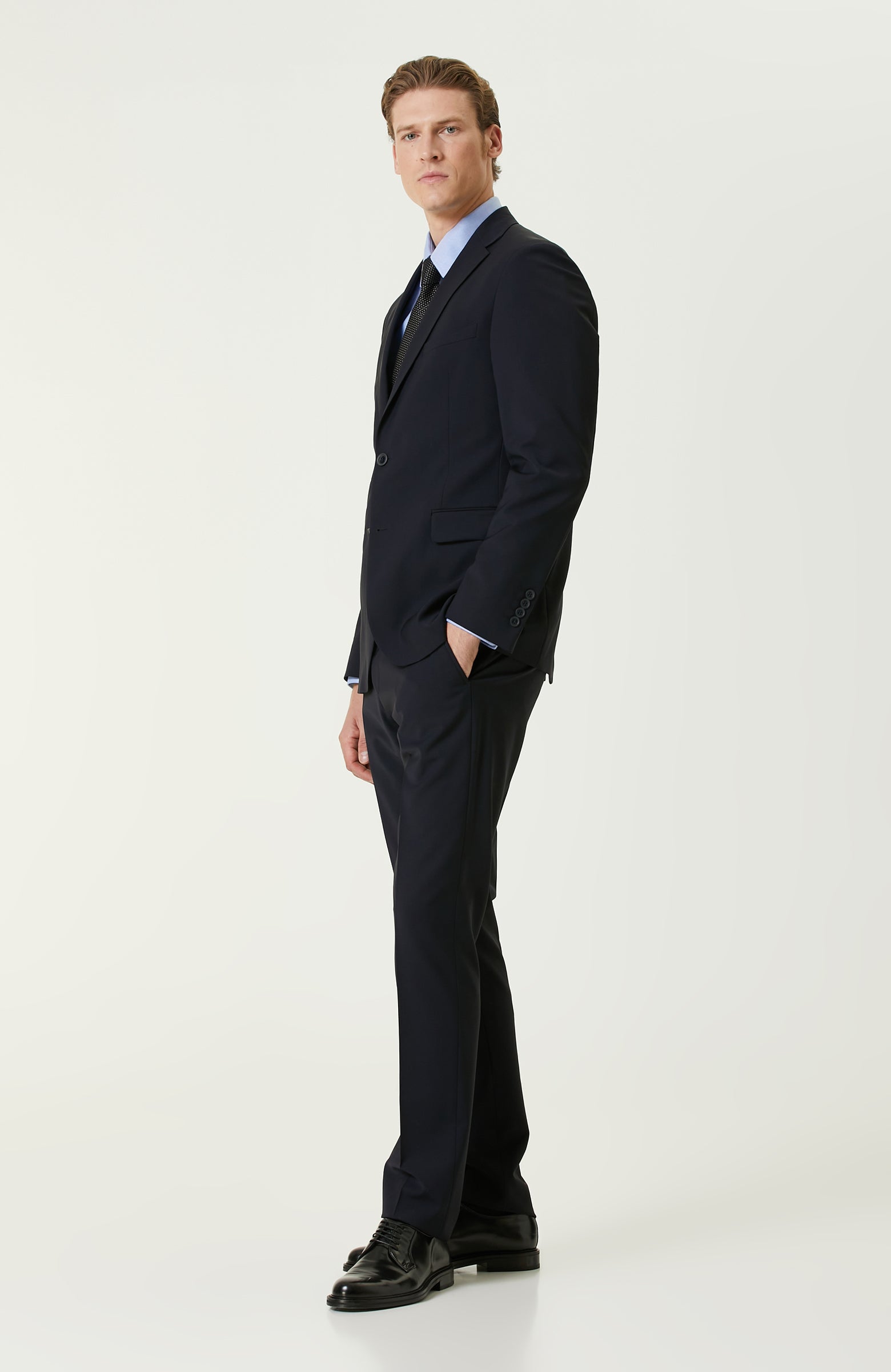 MEN'S Navy Blue Wool Classic Suit