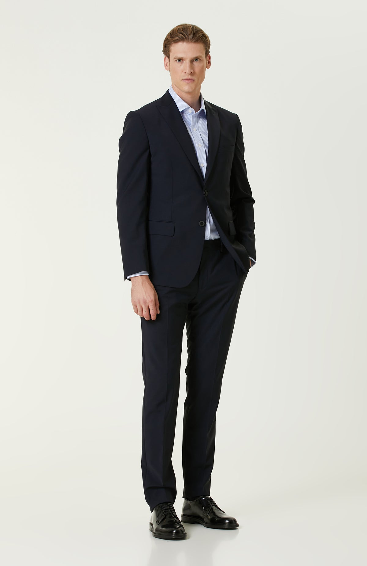 MEN'S Navy Blue Wool Classic Suit