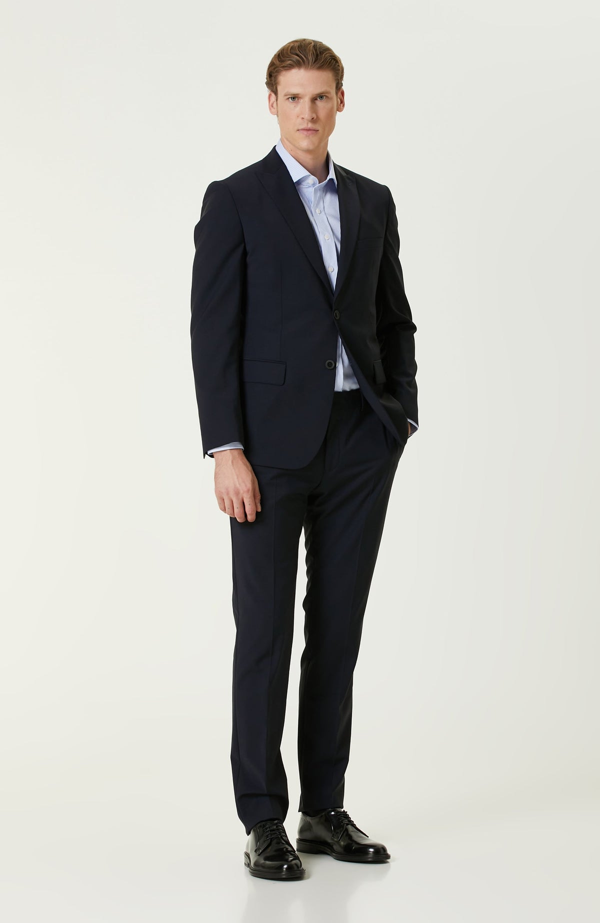 MEN'S Navy Blue Wool Classic Suit