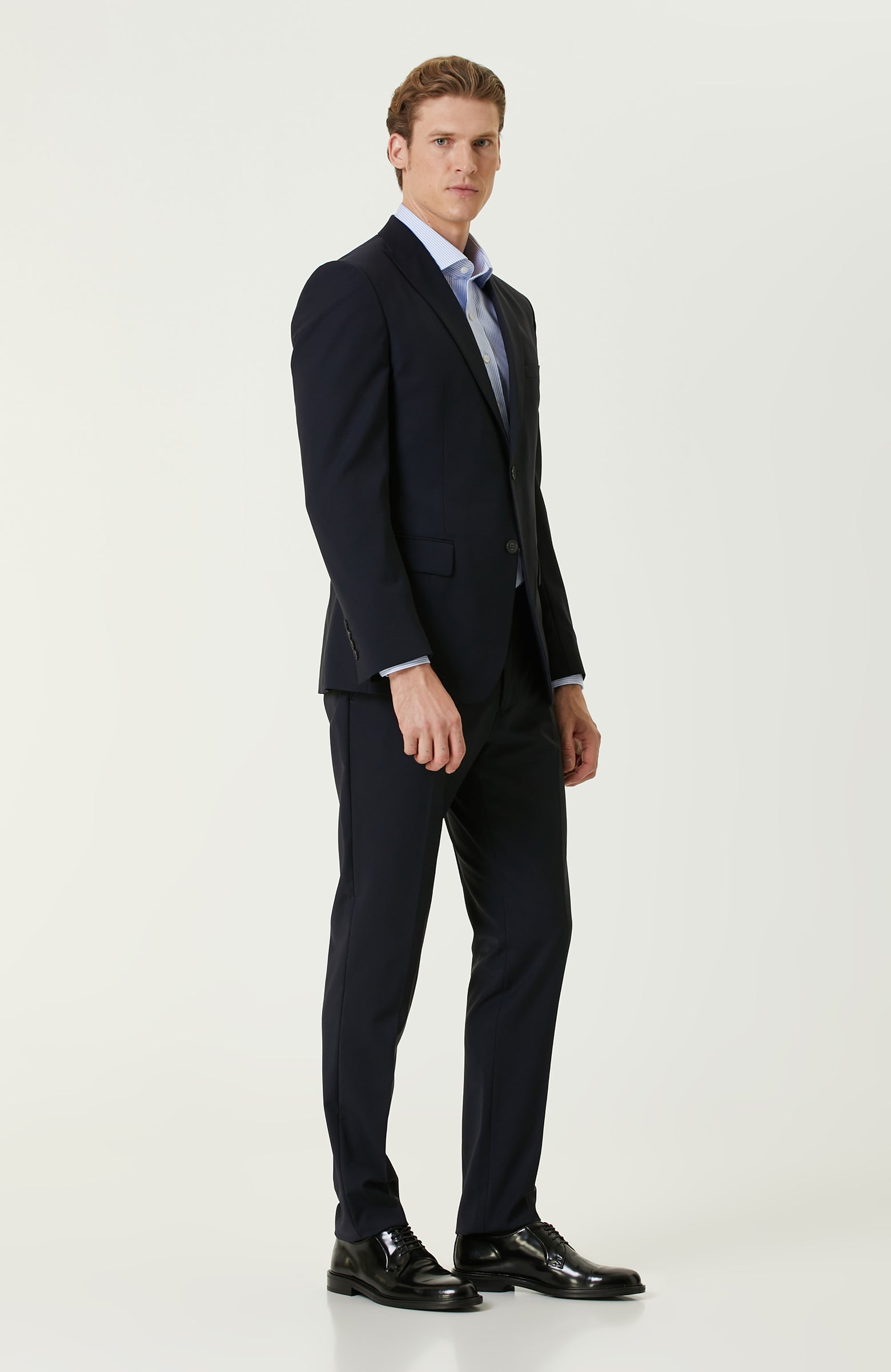 MEN'S Navy Blue Wool Classic Suit