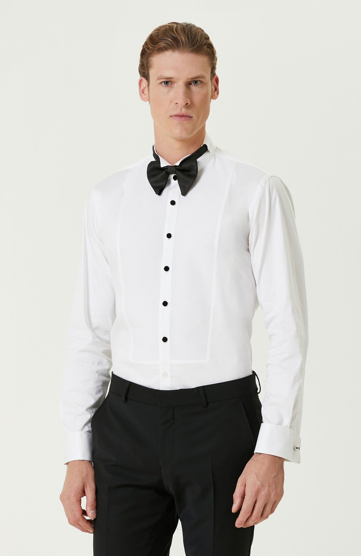 MEN'S White Satin Tuxedo Shirt