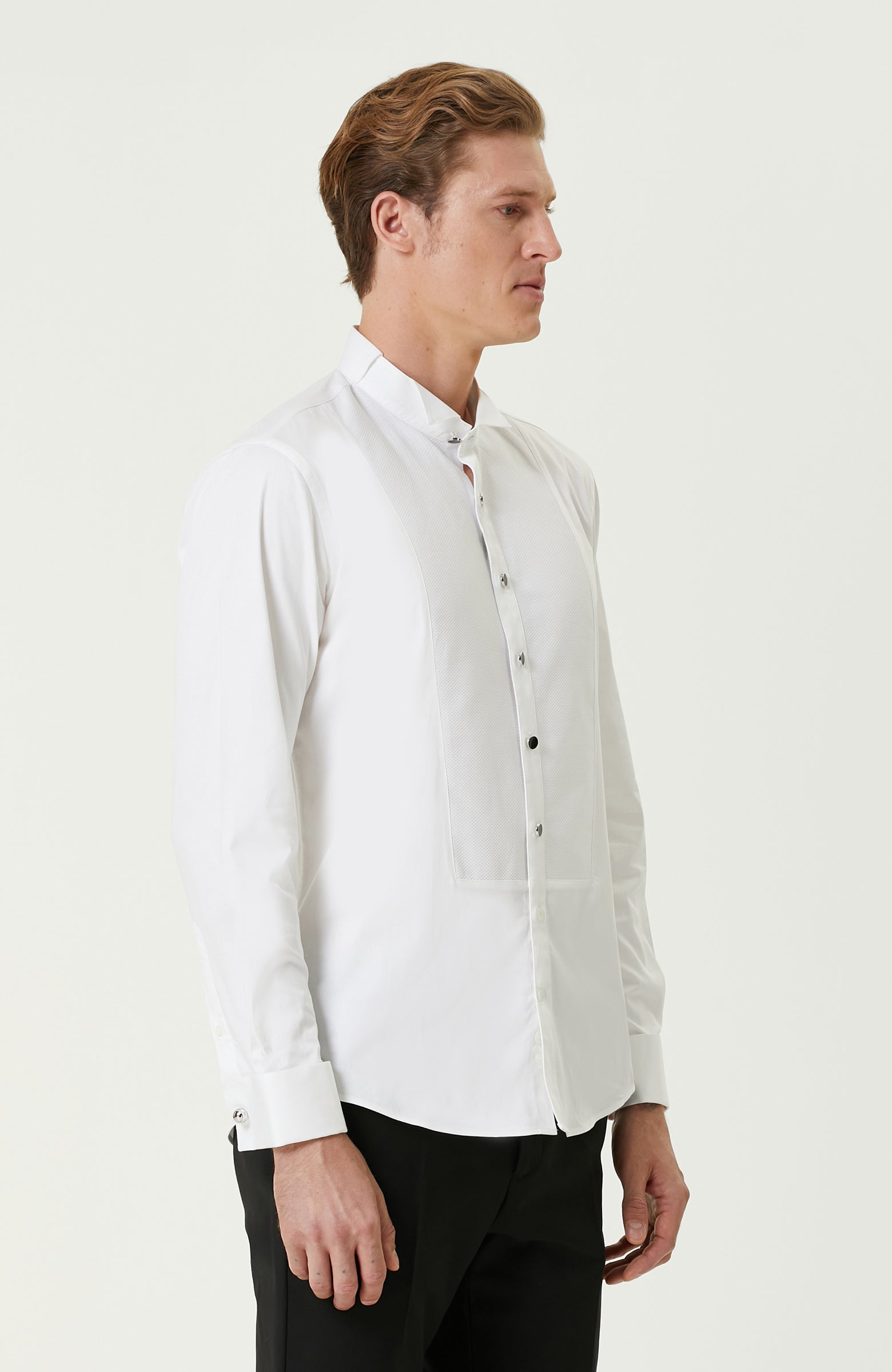 MEN'S White Satin Tuxedo Shirt