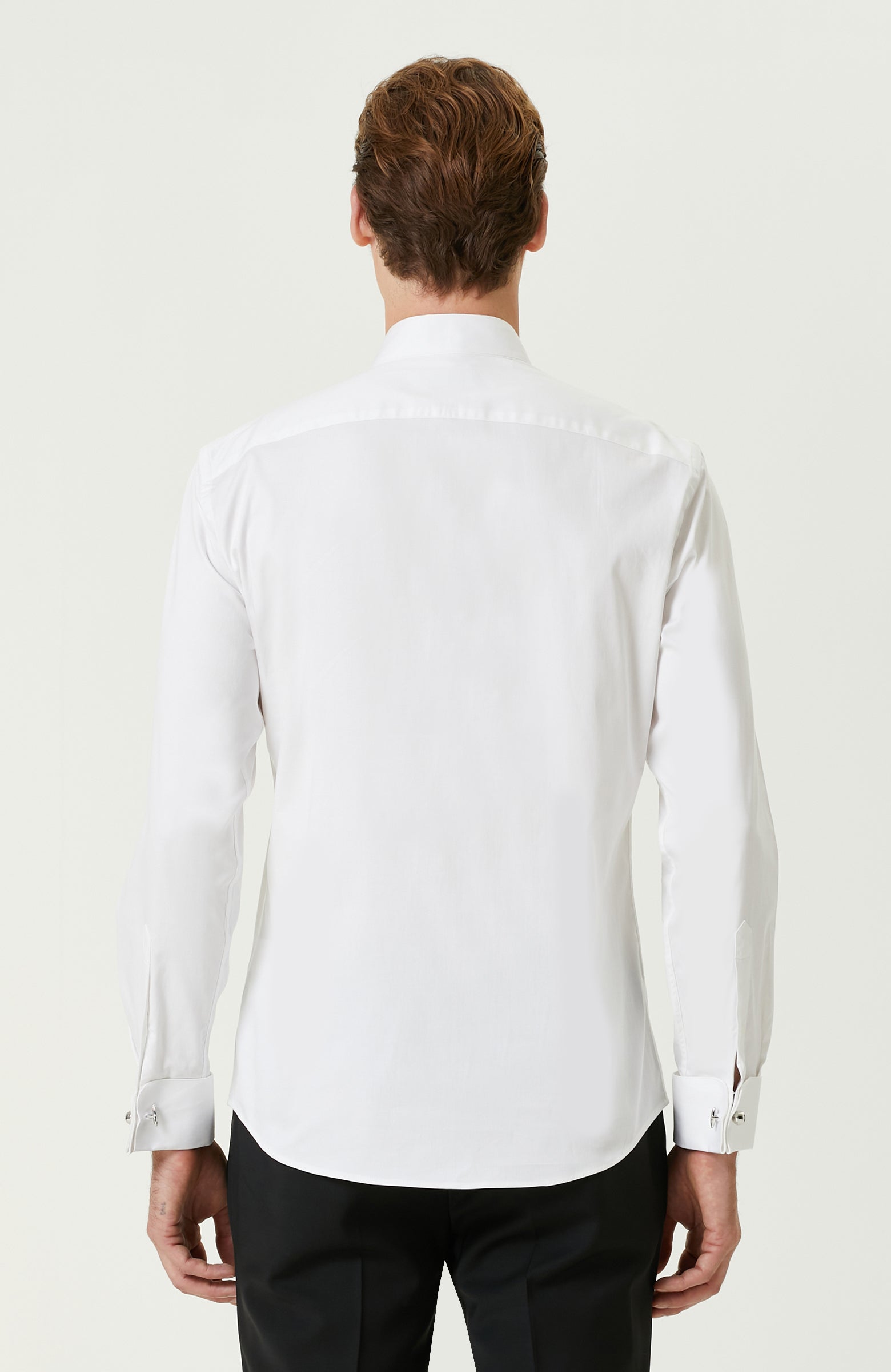 MEN'S White Satin Tuxedo Shirt