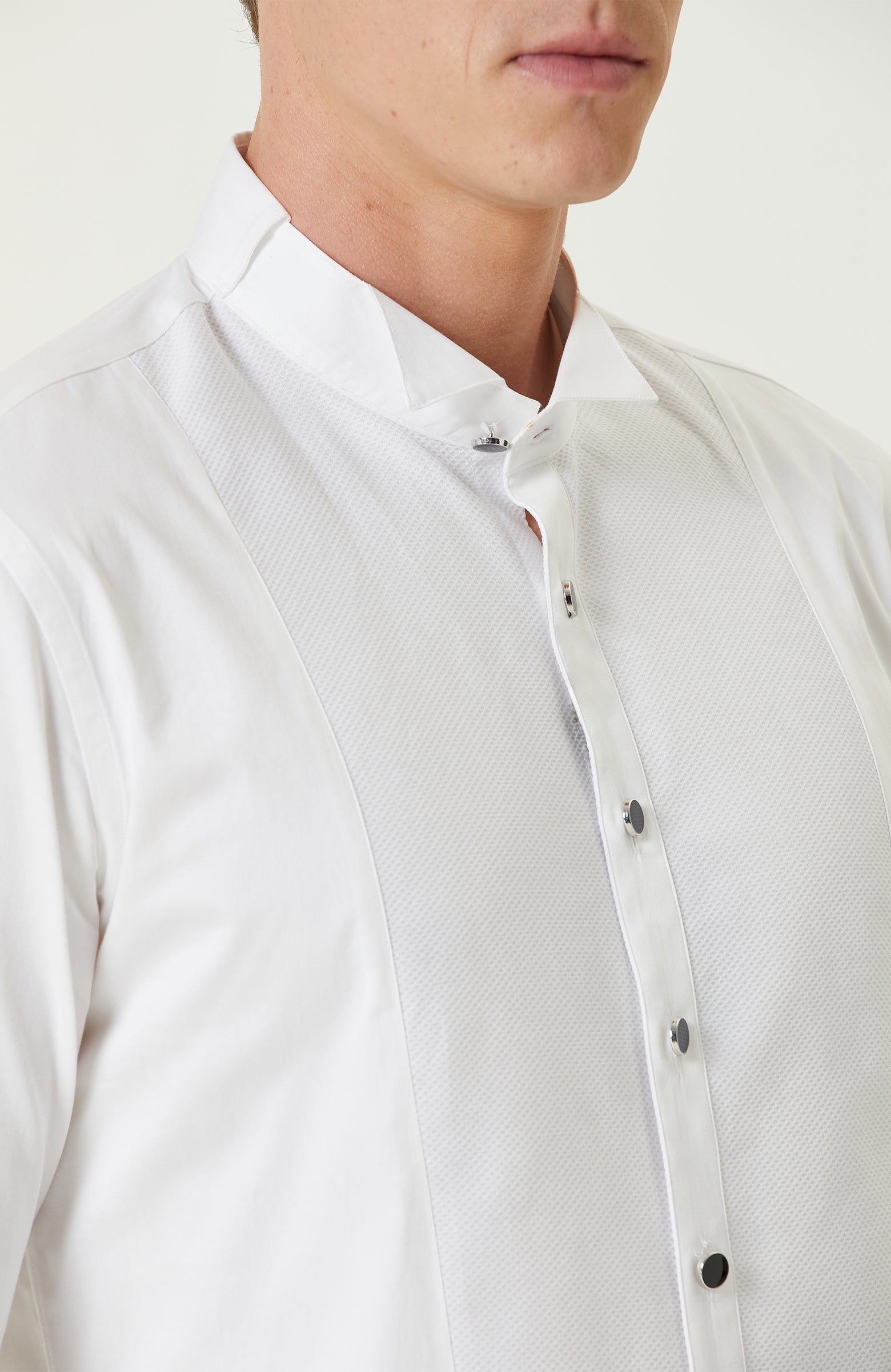 MEN'S White Satin Tuxedo Shirt