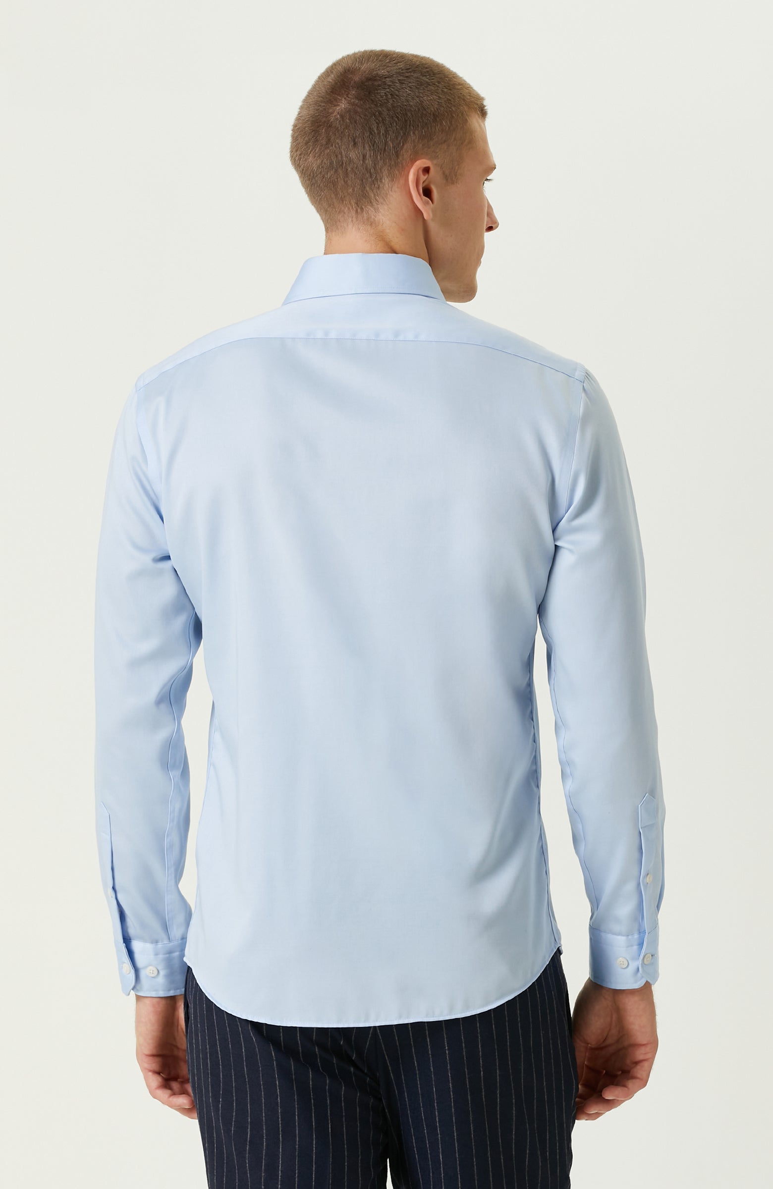 MEN'S Light Blue Non-Aron Satin Shirt