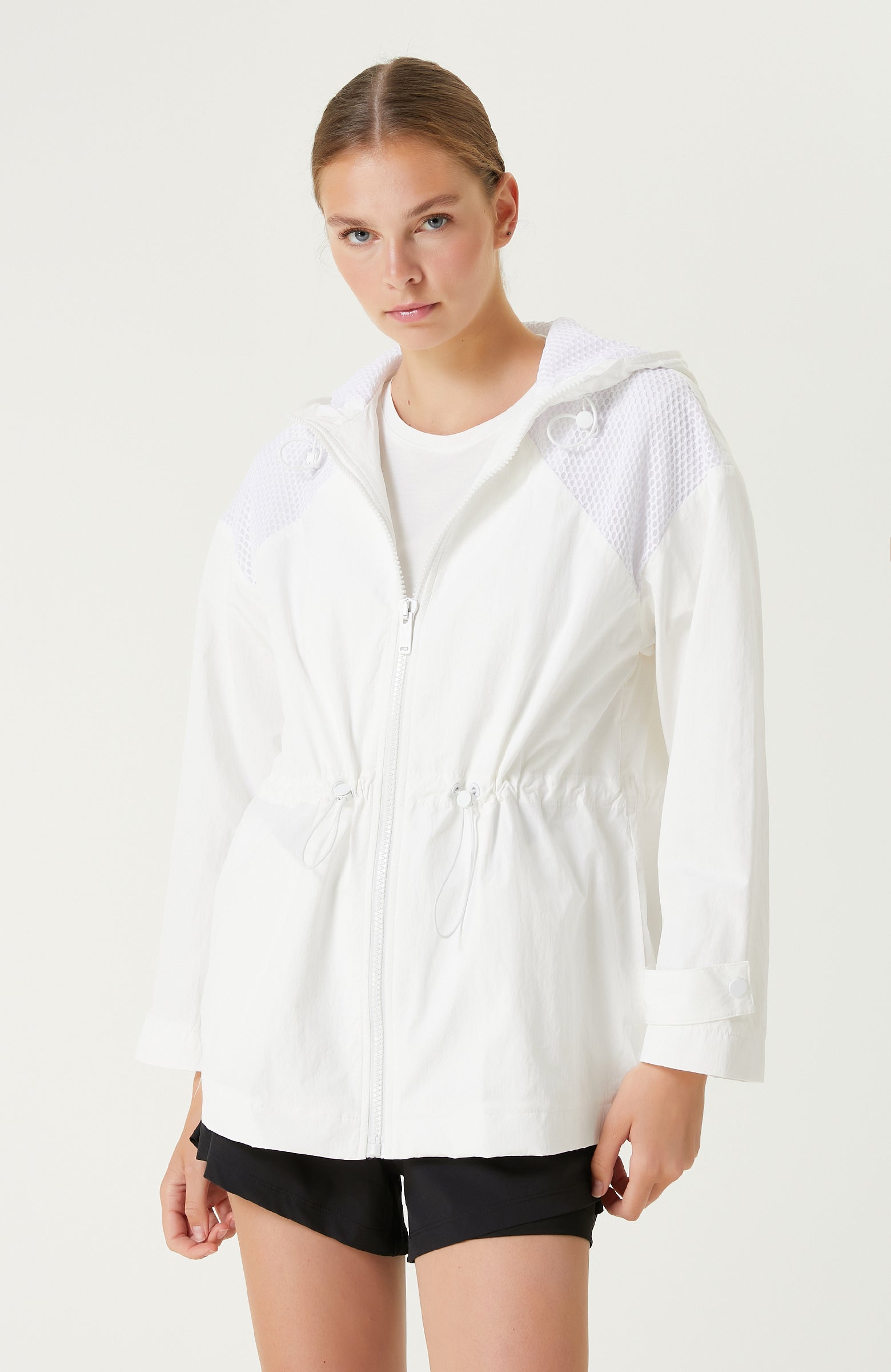 WOMEN'S White Hooded Coat