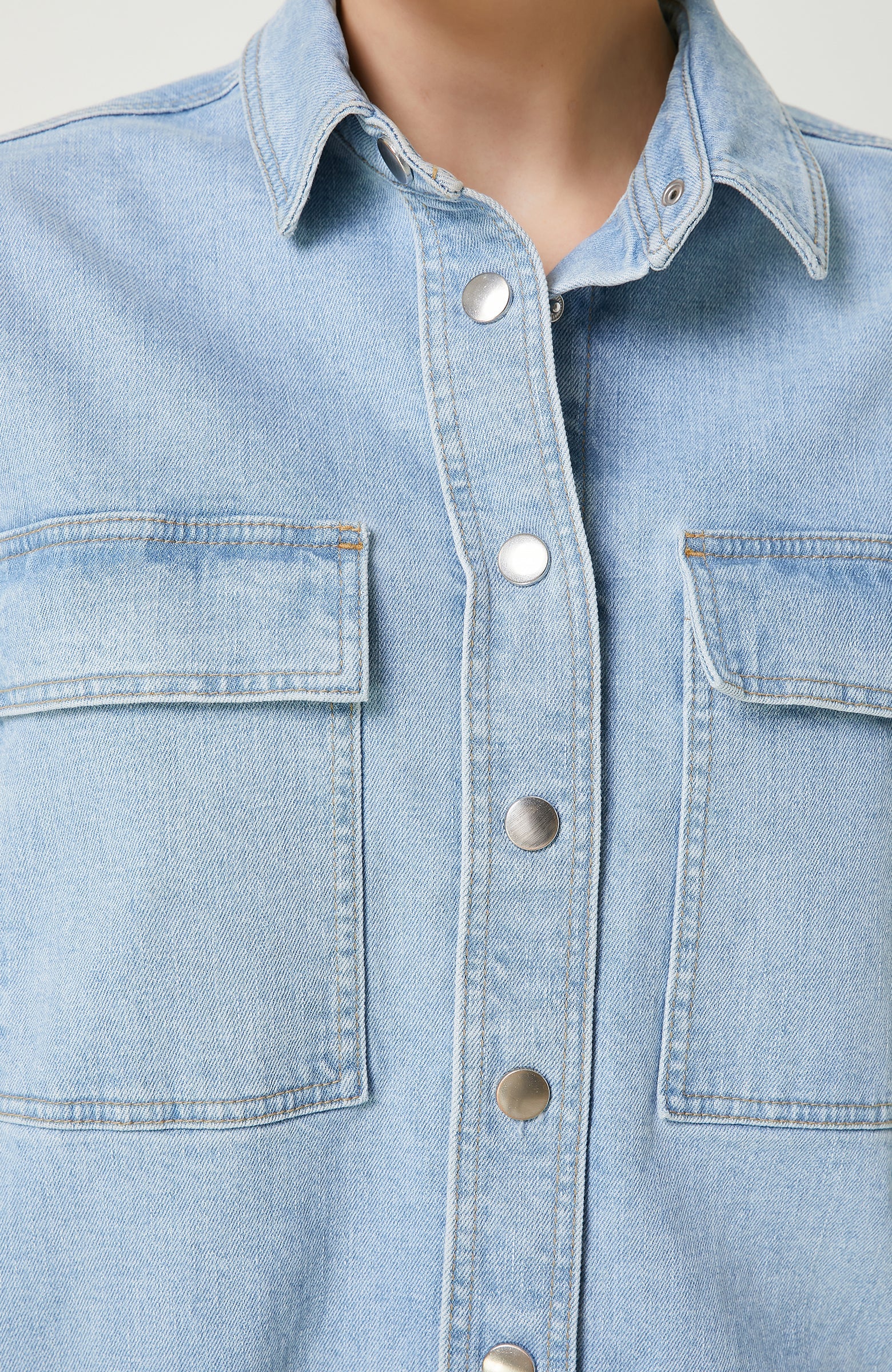 WOMEN'S Light Indigo Blue Denim Shirt