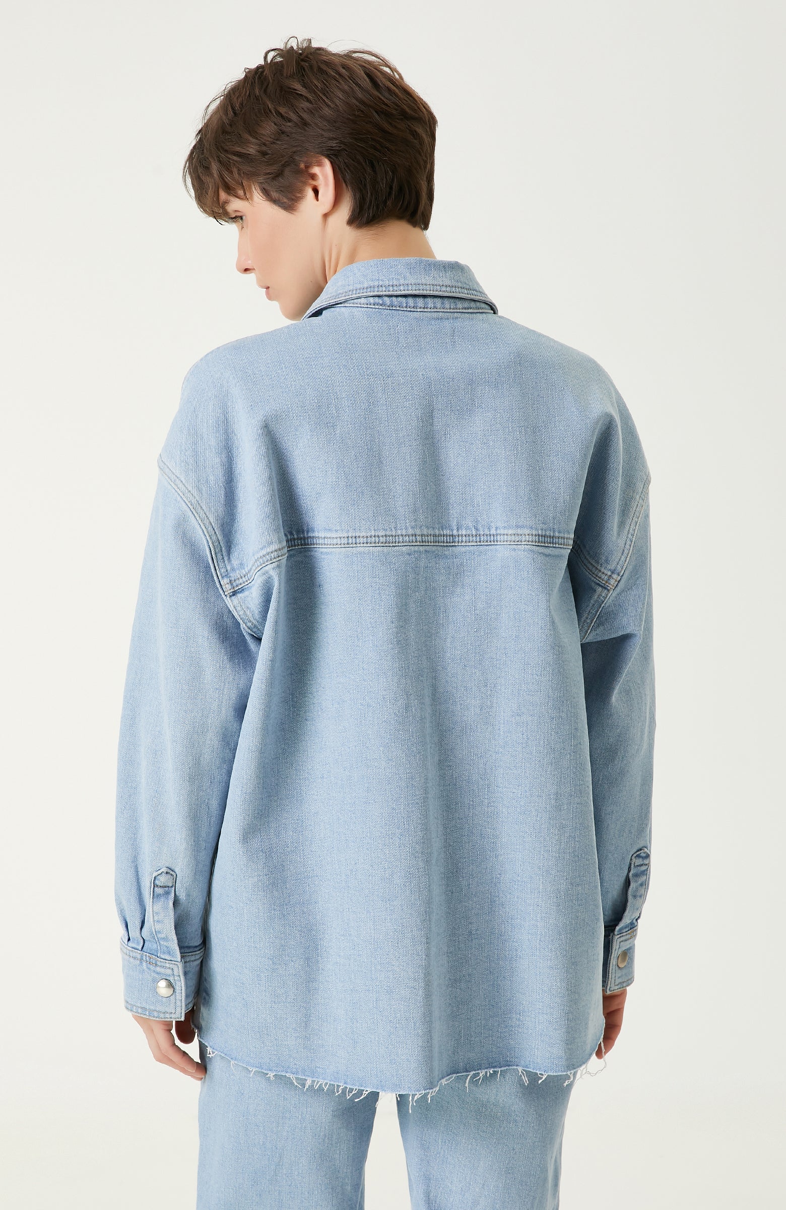 WOMEN'S Light Indigo Blue Denim Shirt