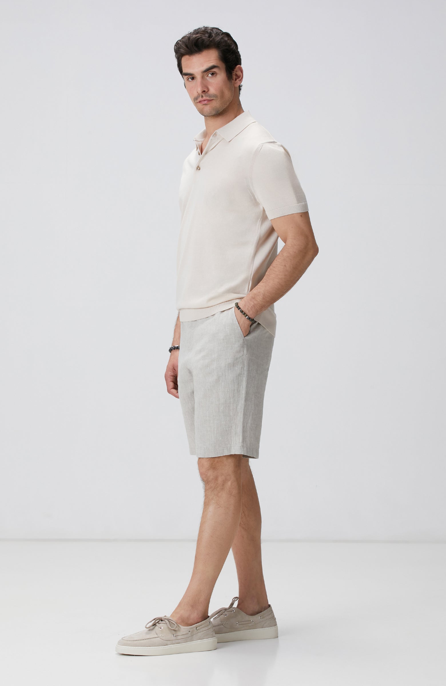 MEN'S Beige Polo Neck Basic Sweater