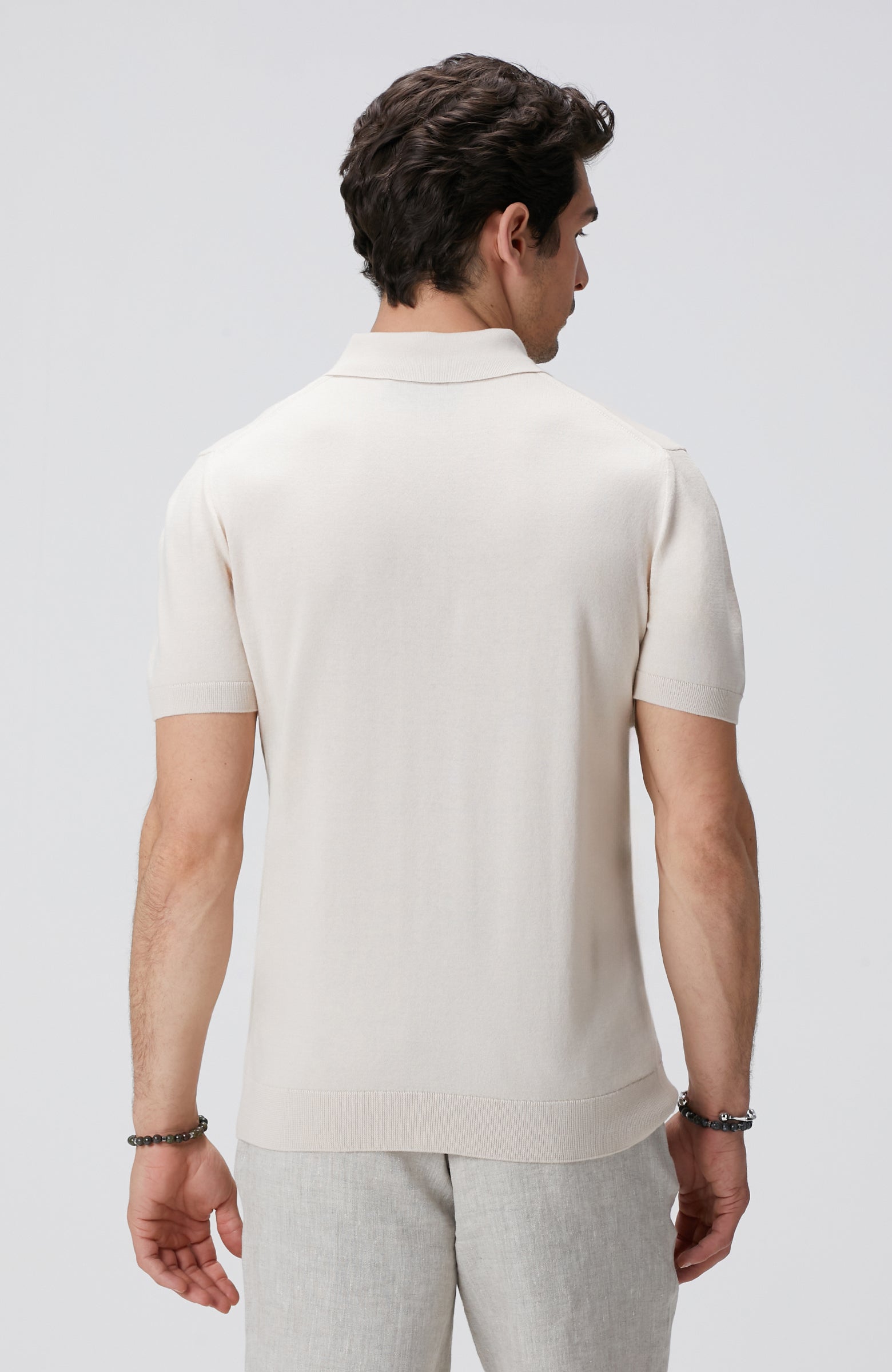MEN'S Beige Polo Neck Basic Sweater