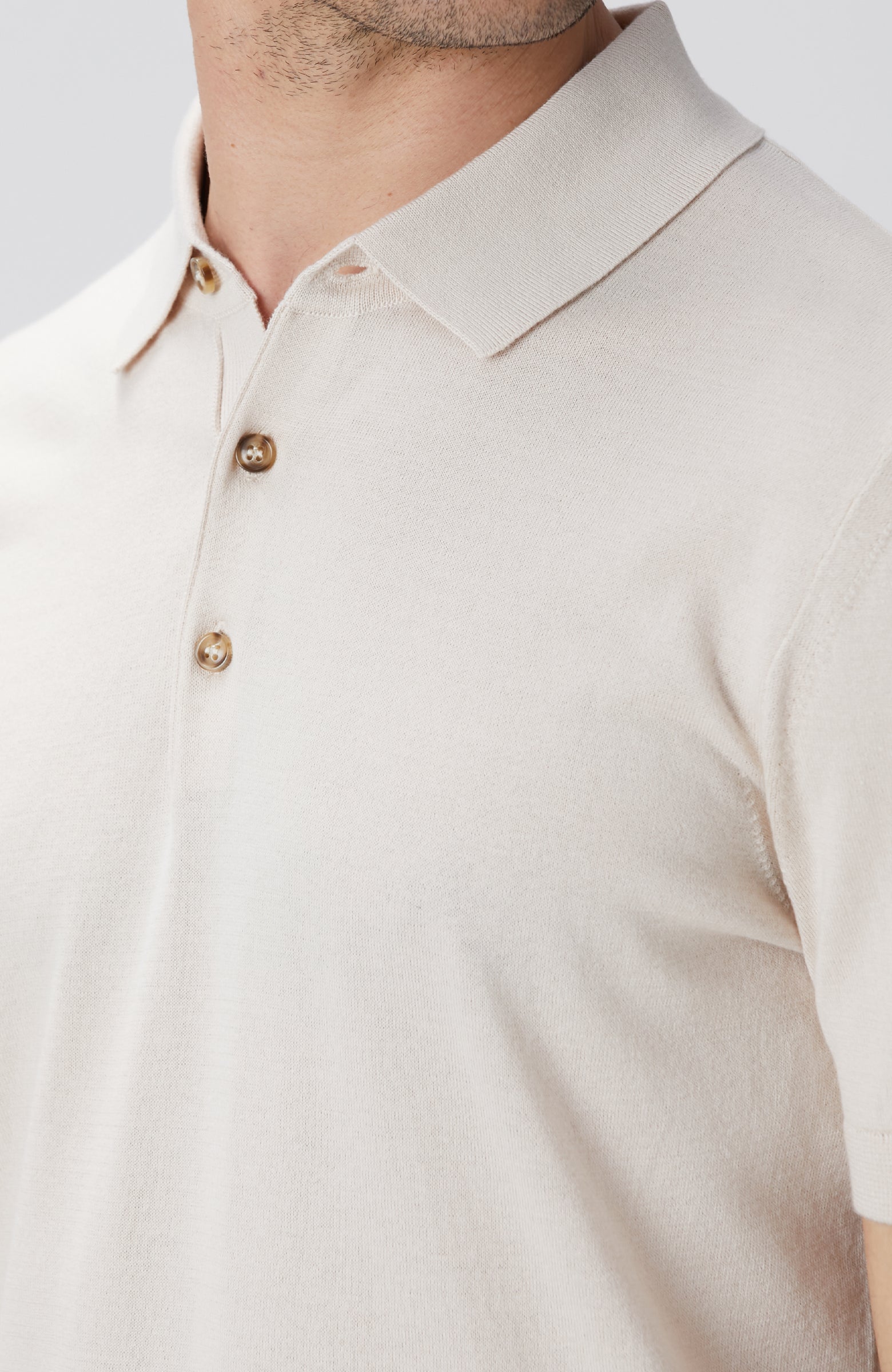 MEN'S Beige Polo Neck Basic Sweater