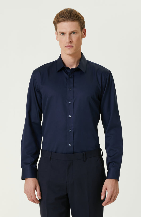 MEN'S Non-Iron Navy Satin Shirt
