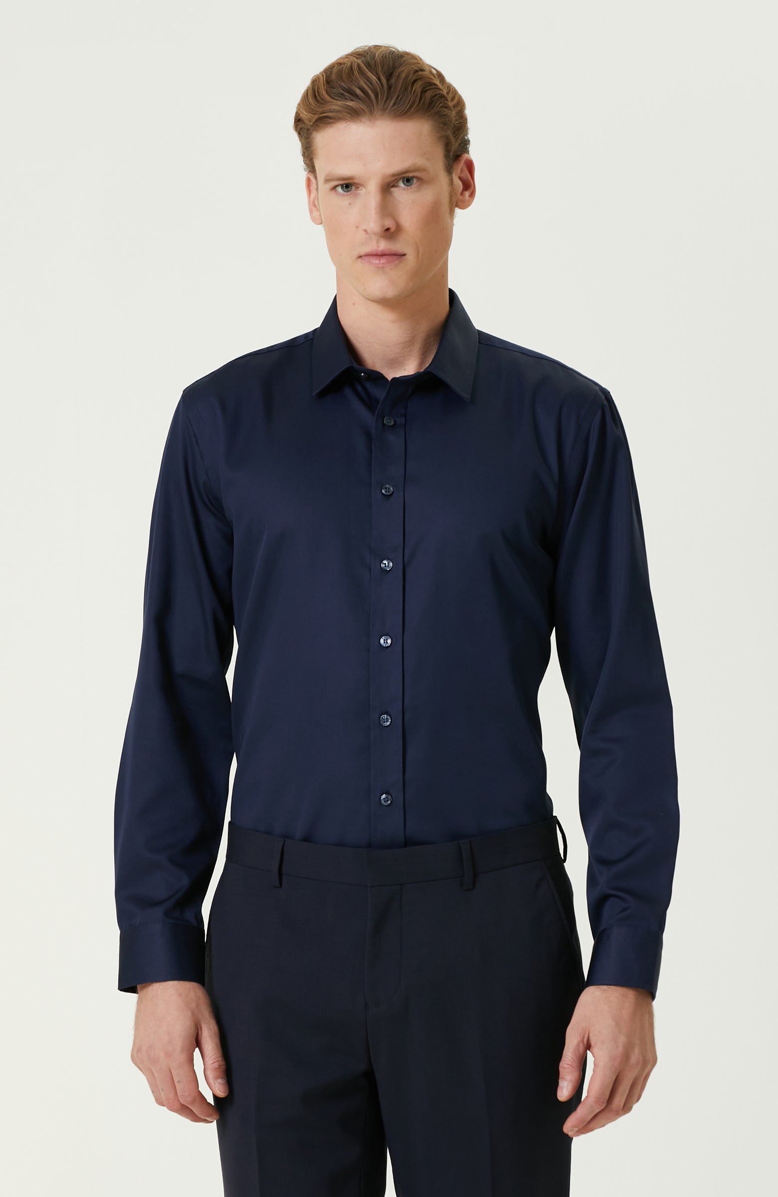 MEN'S Non-Iron Navy Satin Shirt