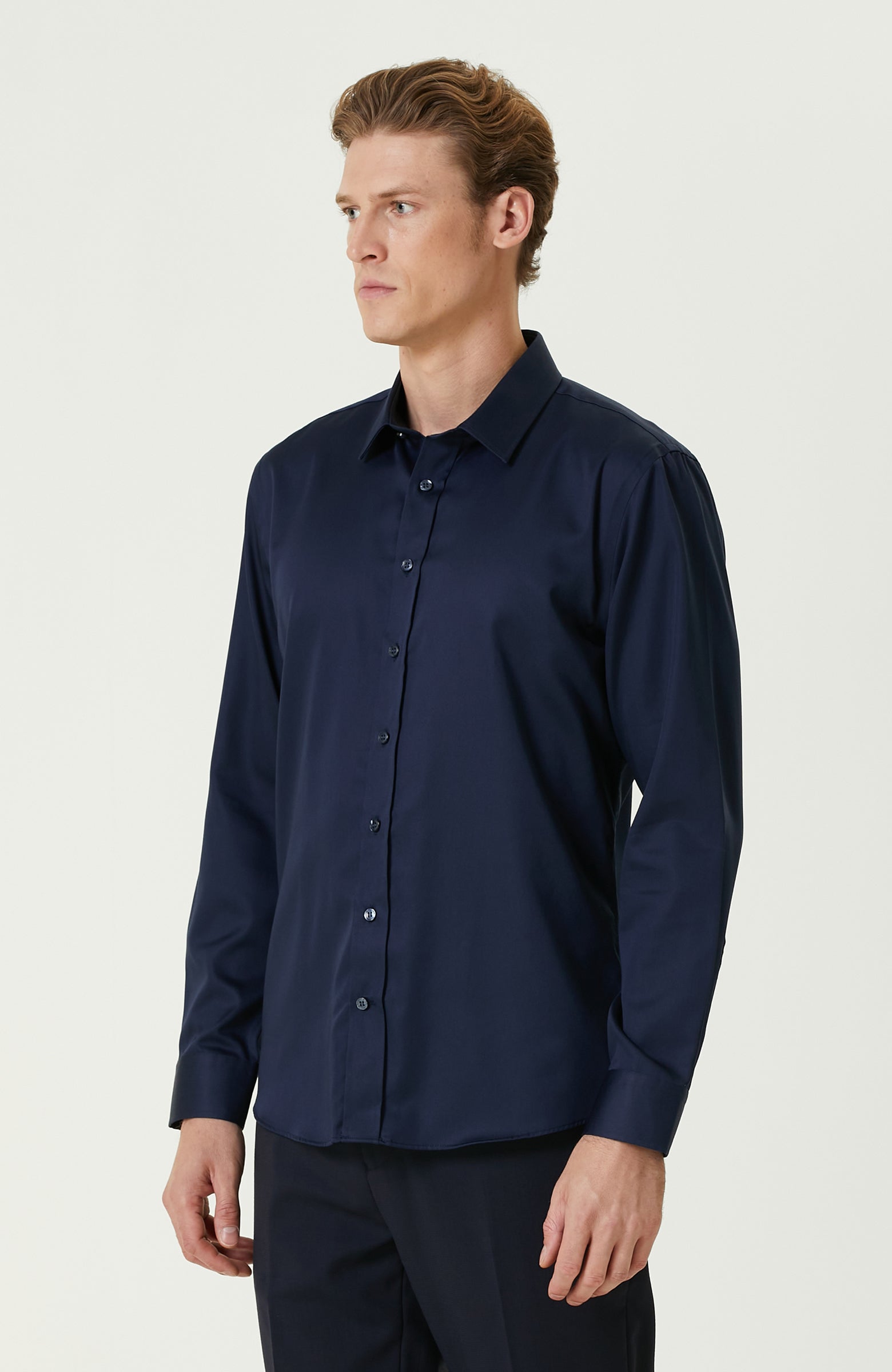 MEN'S Non-Iron Navy Satin Shirt