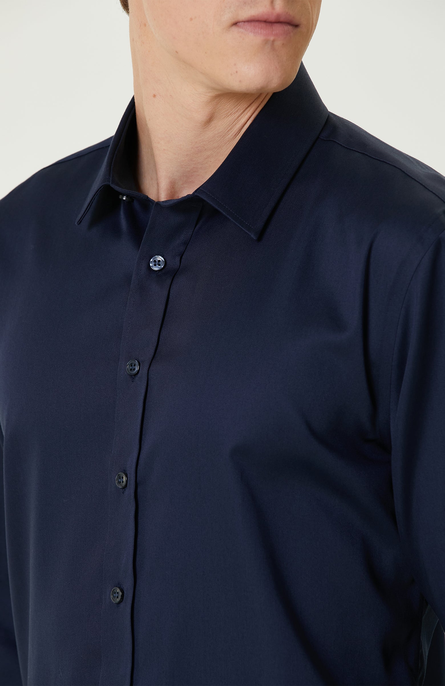 MEN'S Non-Iron Navy Satin Shirt