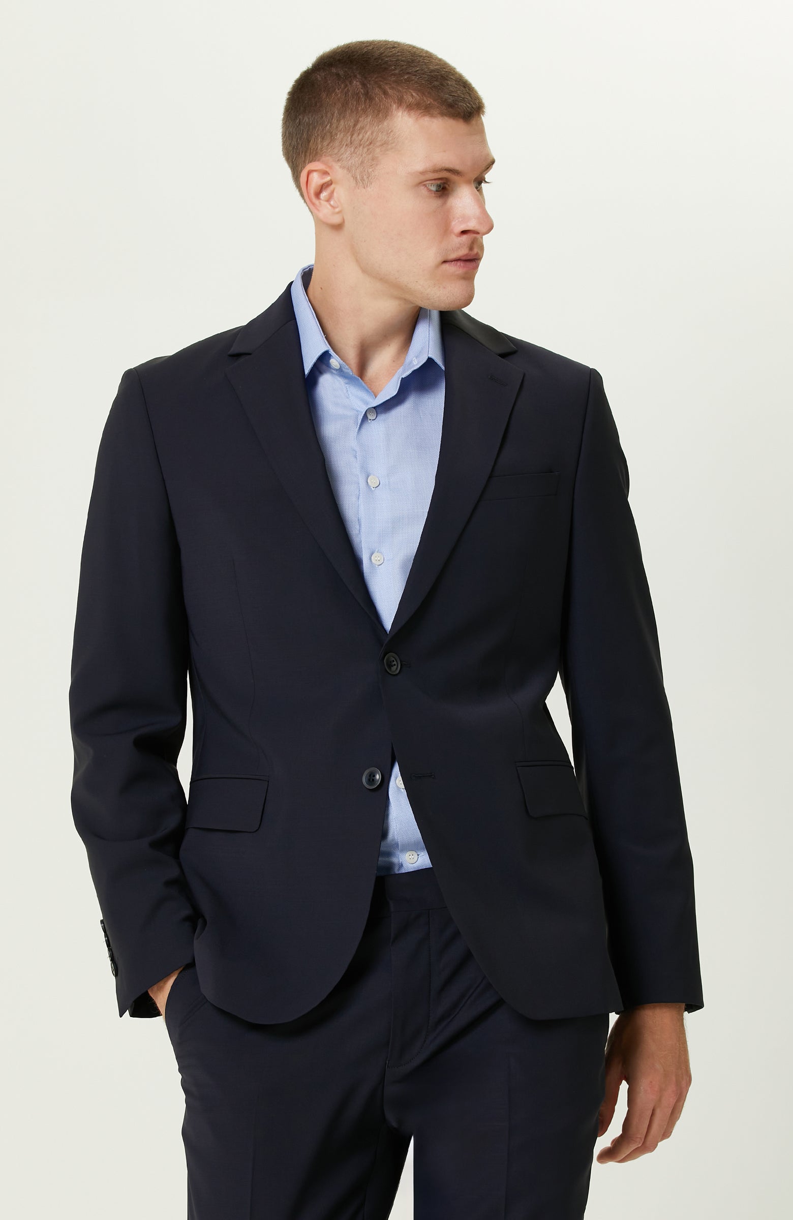 MEN'S Navy Blue Wool Classic Suit