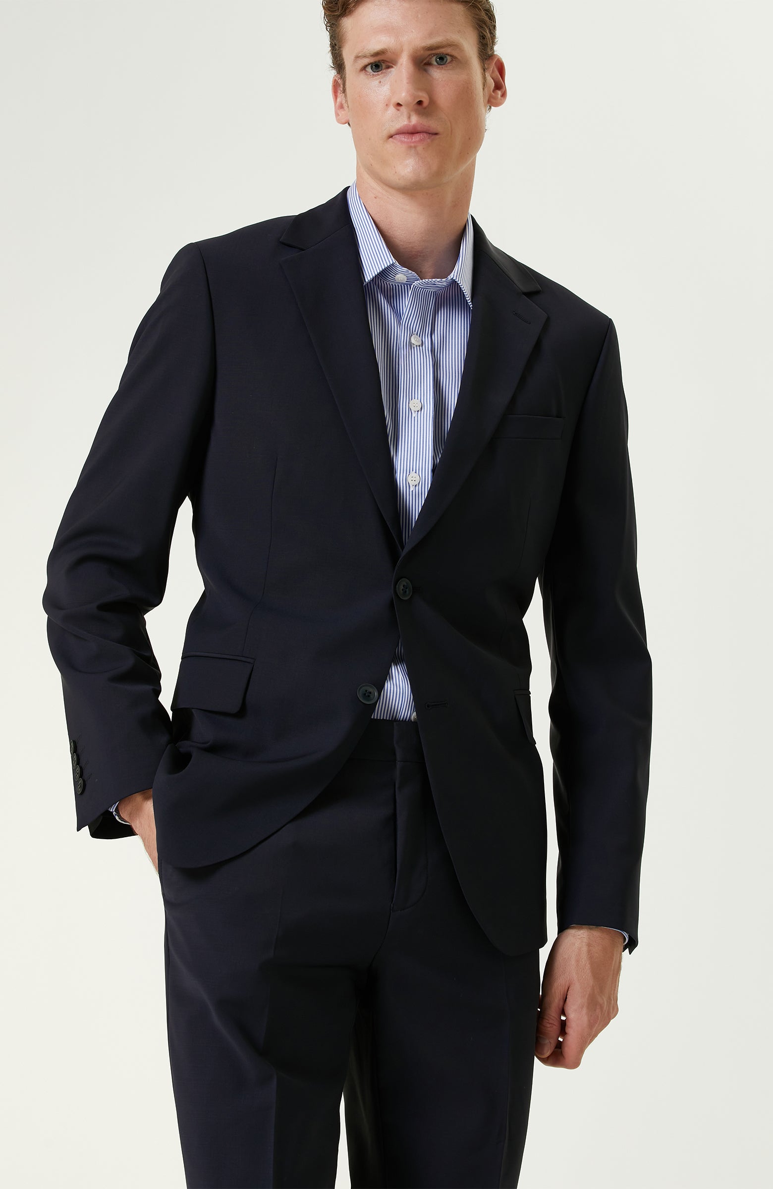 MEN'S Navy Blue Wool Classic Suit