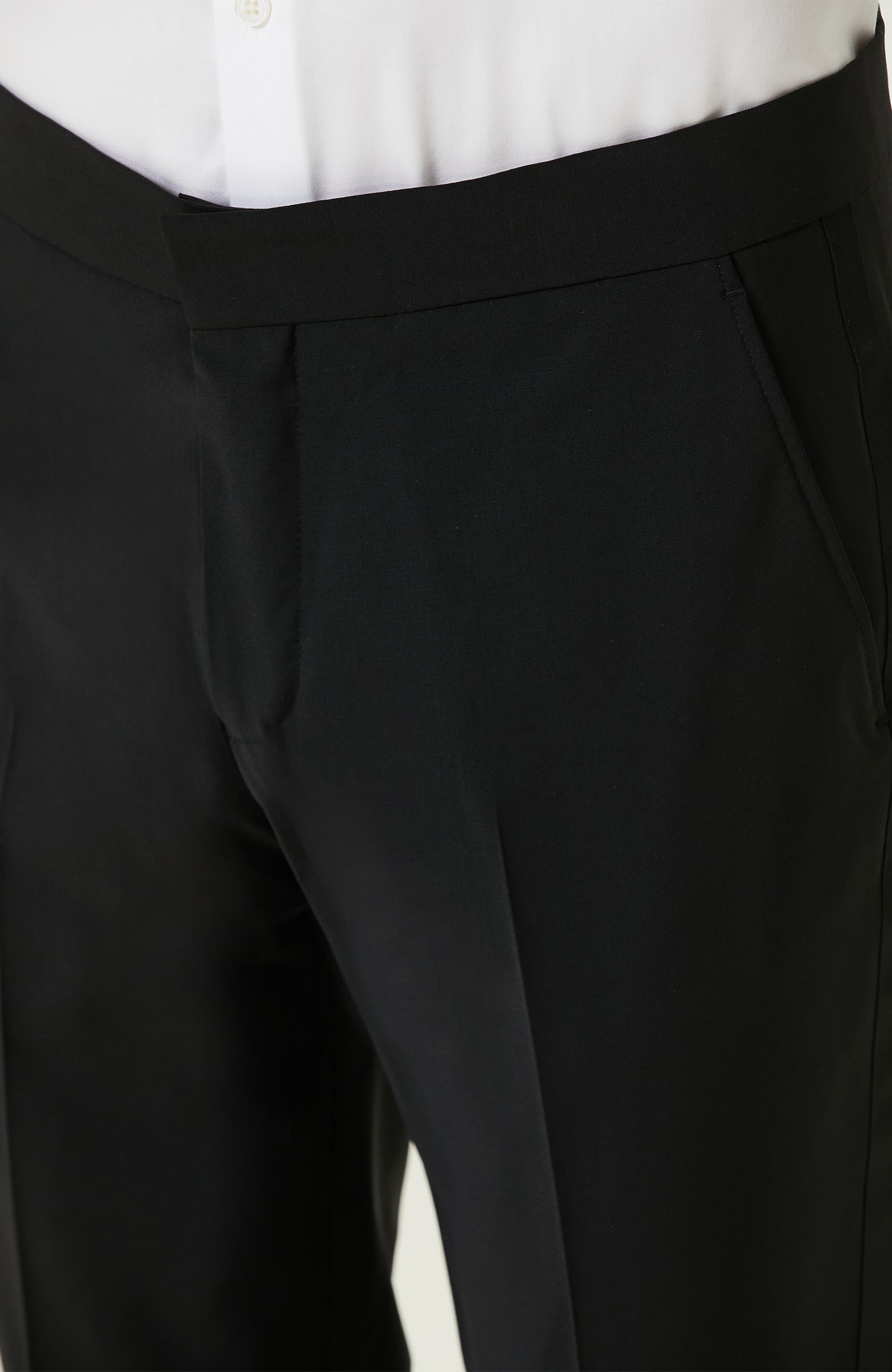 MEN'S Black Wool Mix Tuxedo Pants