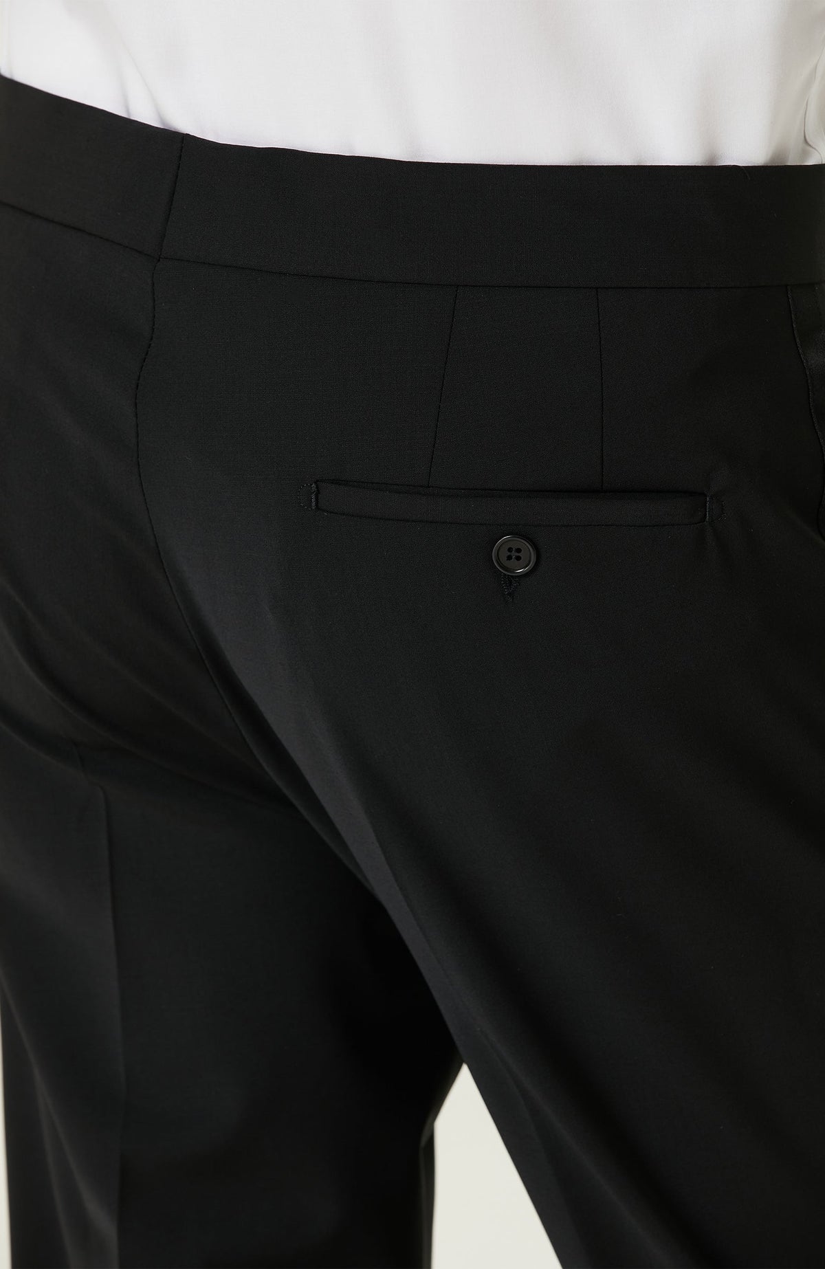 MEN'S Black Wool Mix Tuxedo Pants