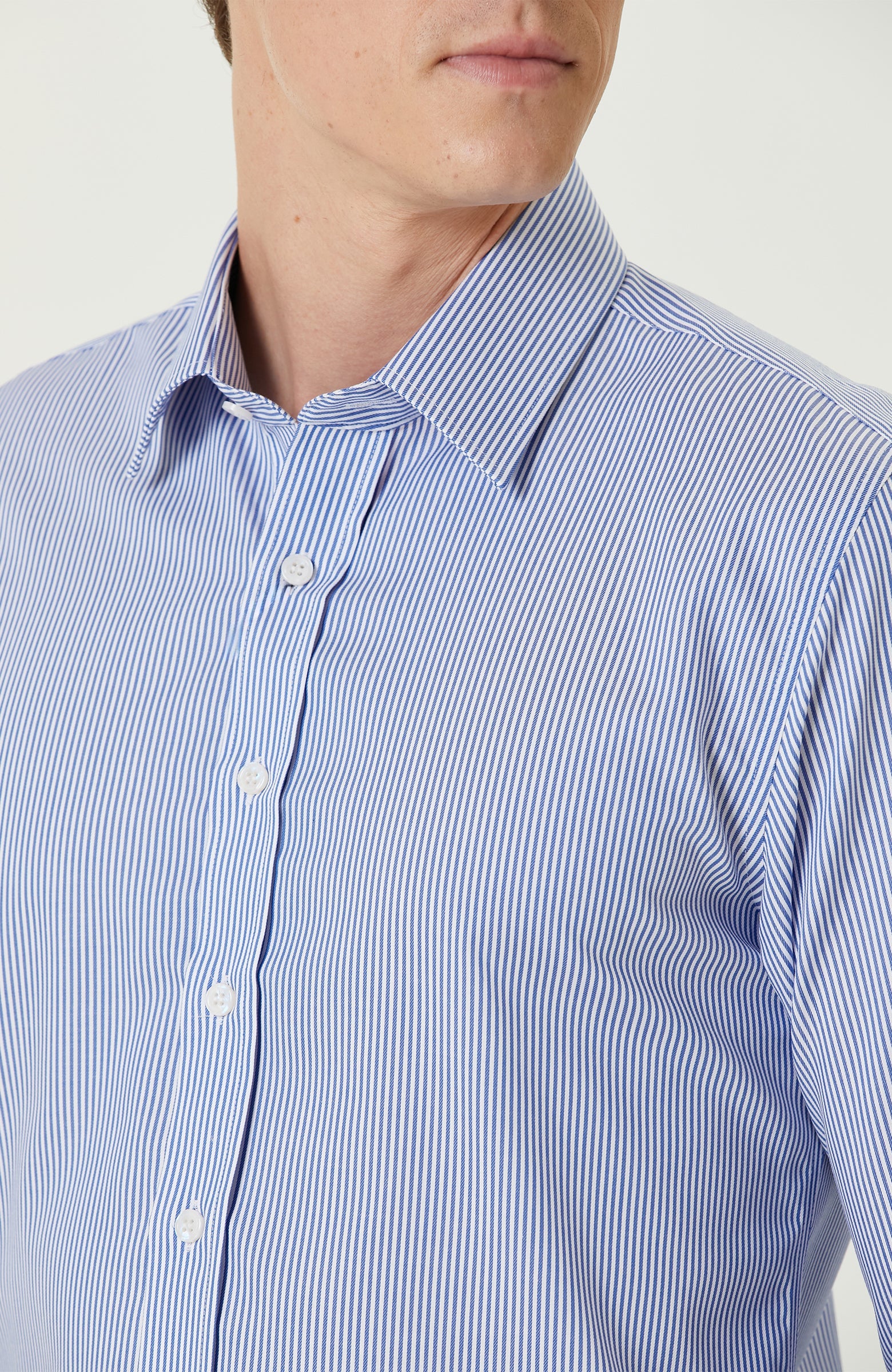 MEN'S Non-Iron Navy Blue White Shirt