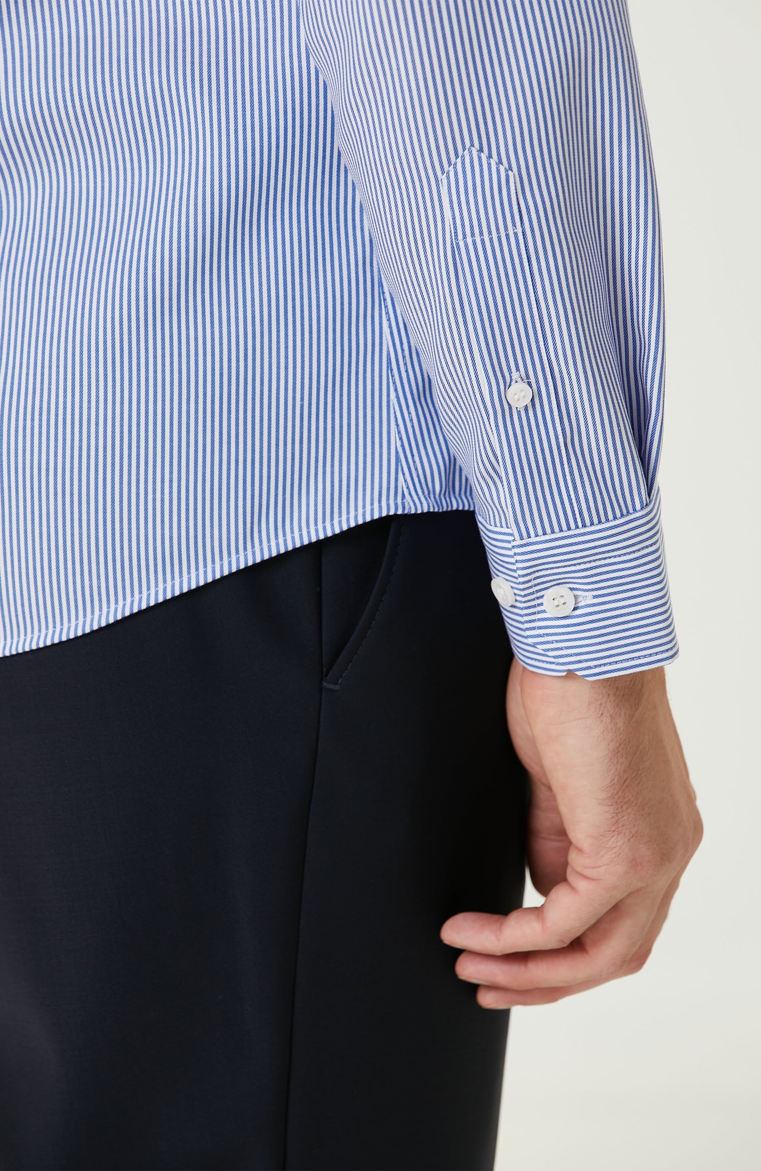 MEN'S Non-Iron Navy Blue White Shirt