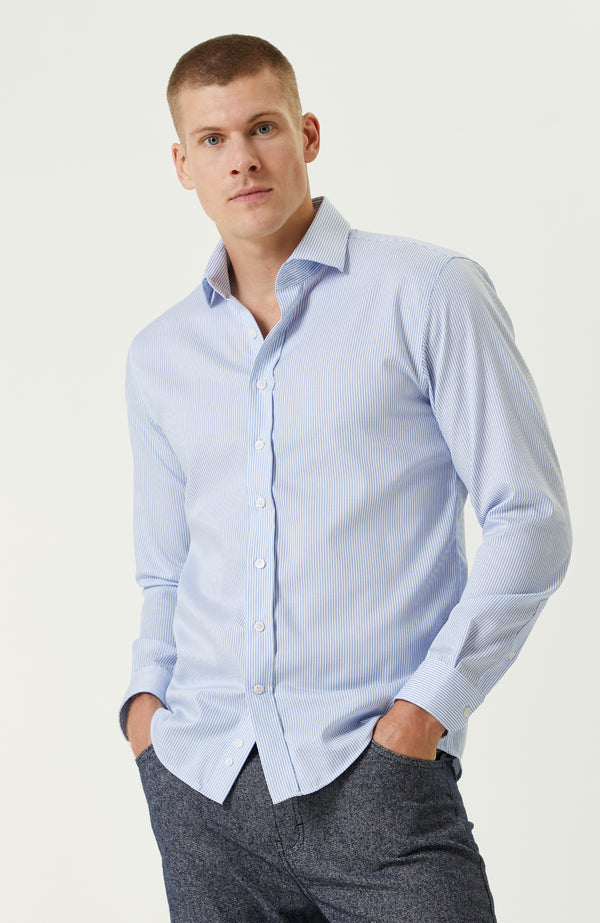 MEN'S Non-Iron Blue White Shirt