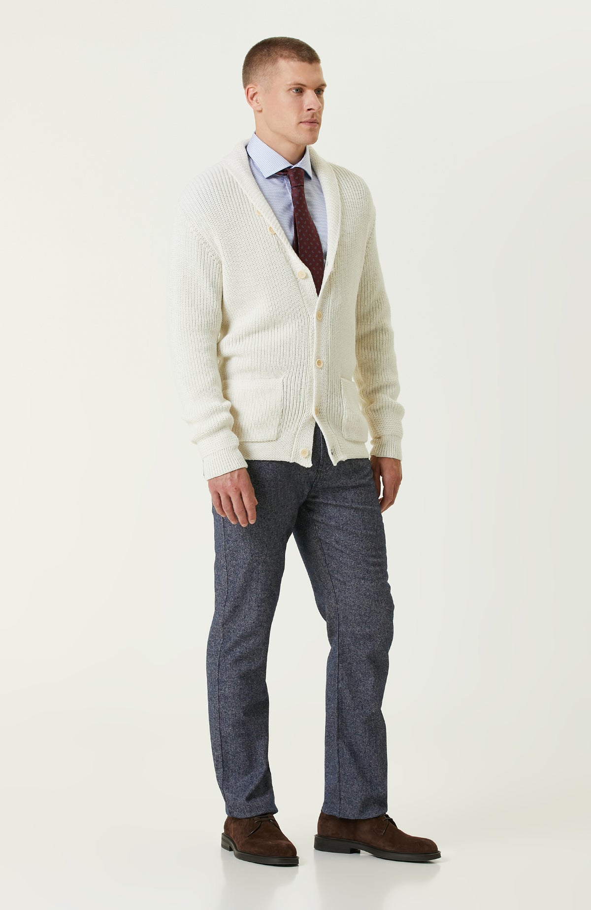 MEN'S Non-Iron Blue White Shirt