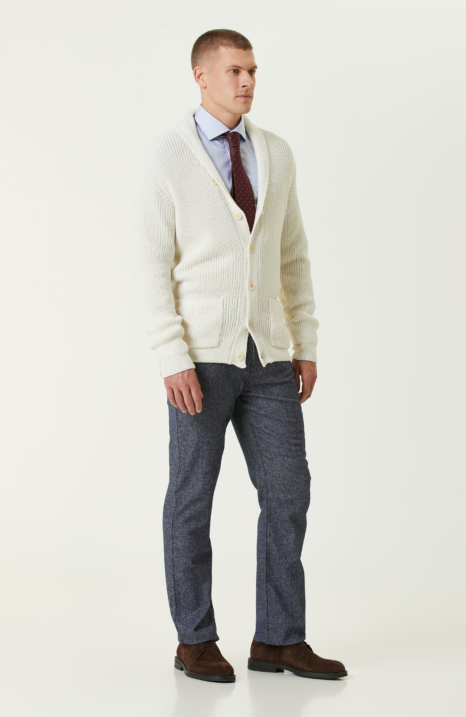 MEN'S Non-Iron Blue White Shirt