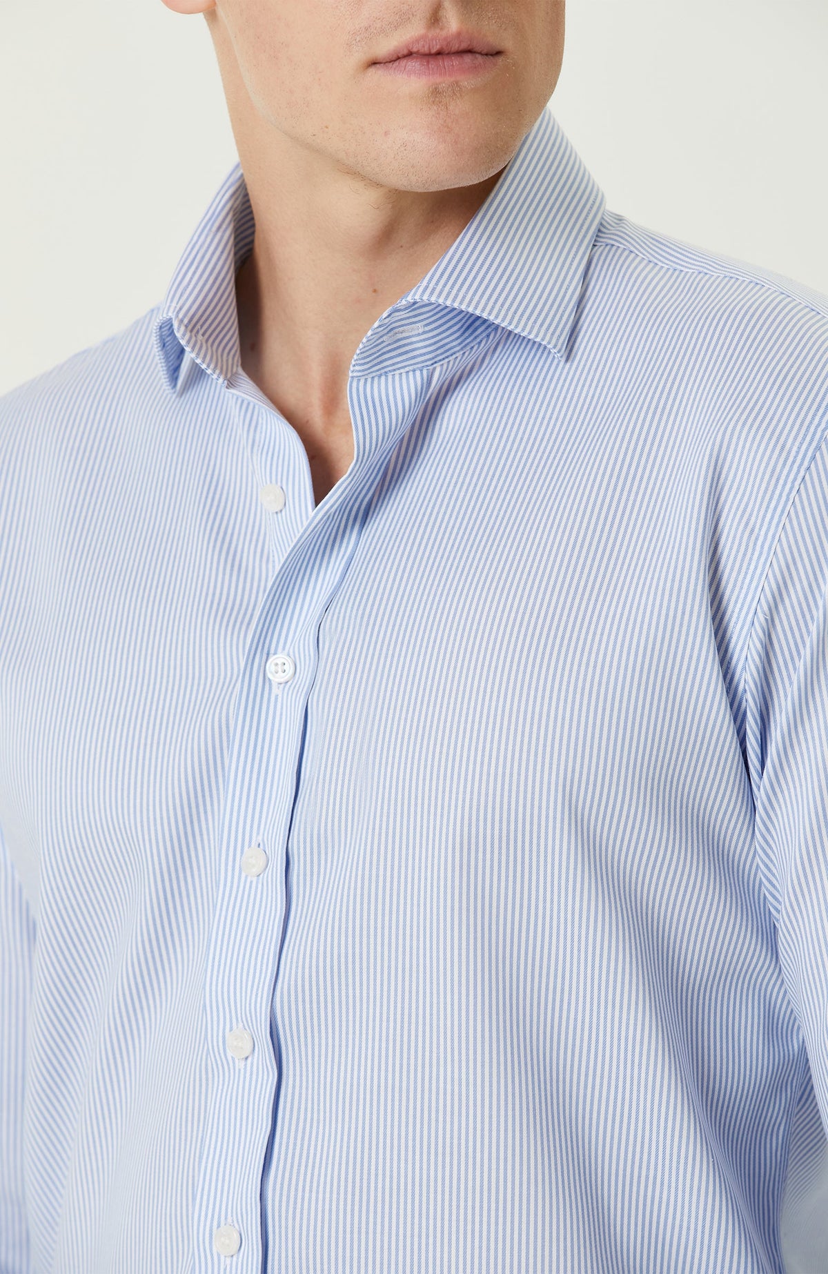 MEN'S Non-Iron Blue White Shirt