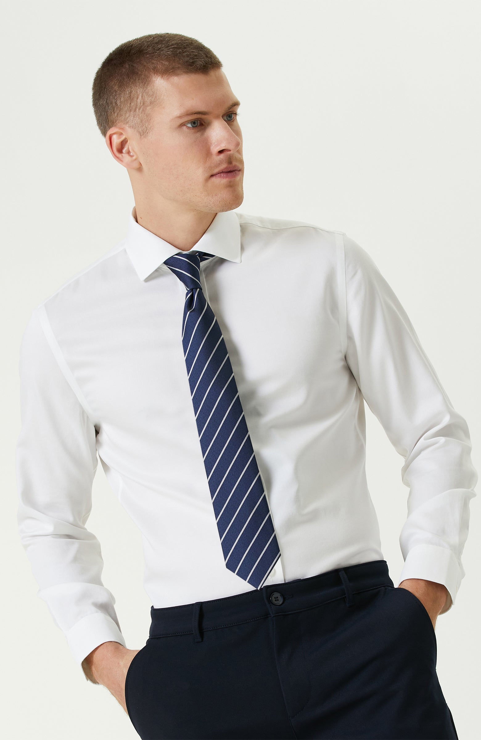 MEN'S White Non-iron Satin Shirt