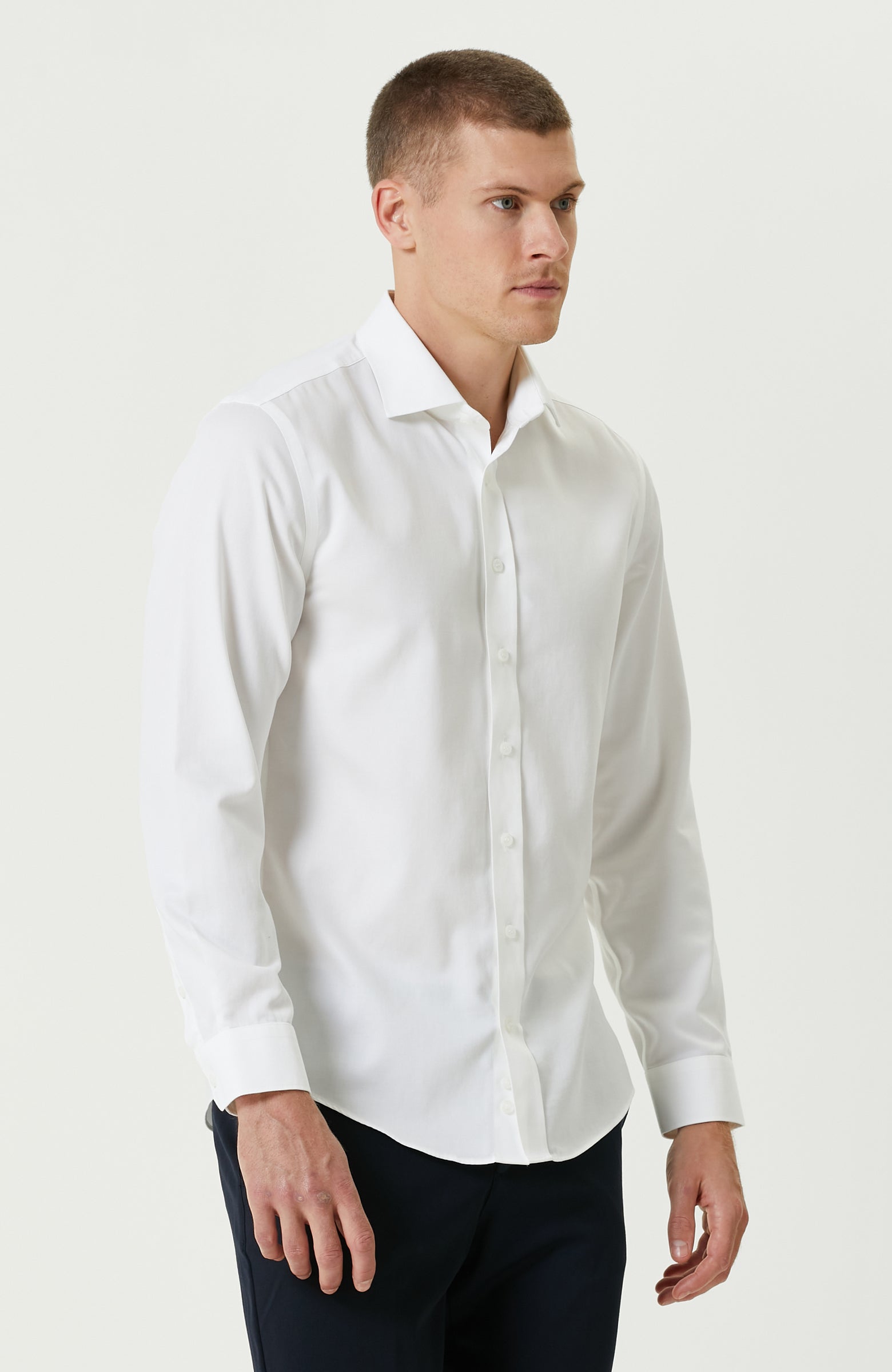MEN'S White Non-iron Satin Shirt