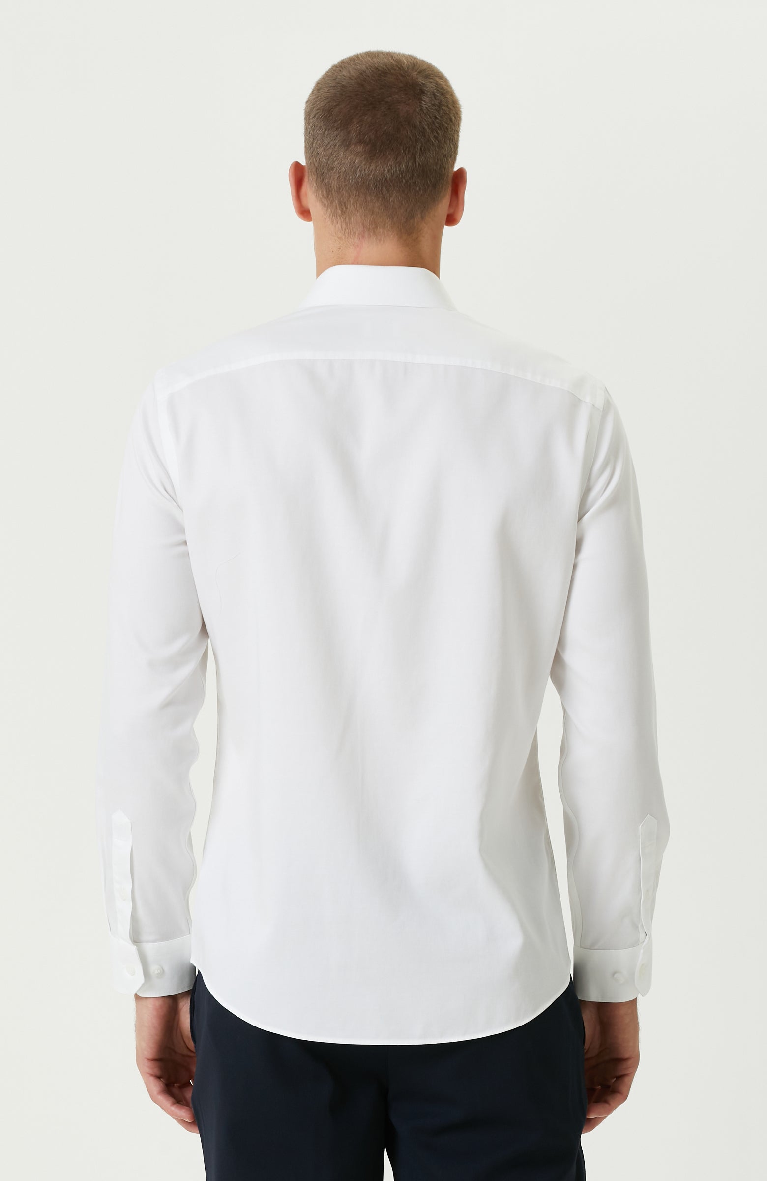 MEN'S White Non-iron Satin Shirt
