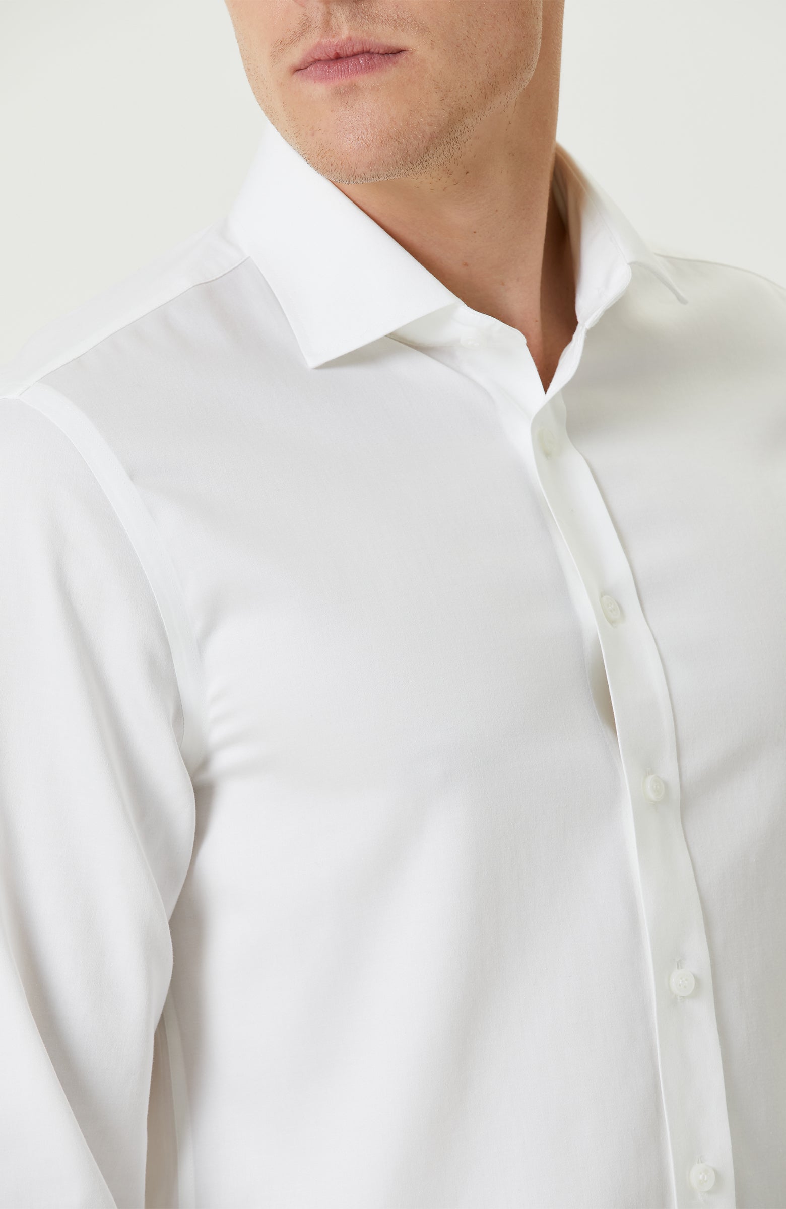 MEN'S White Non-iron Satin Shirt