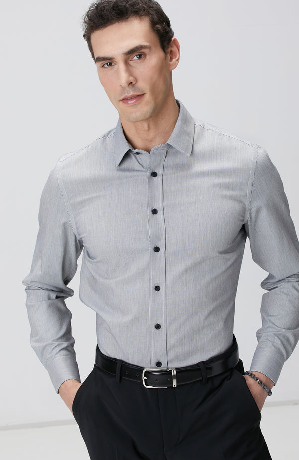 MEN'S Black Non-iron Striped Shirt